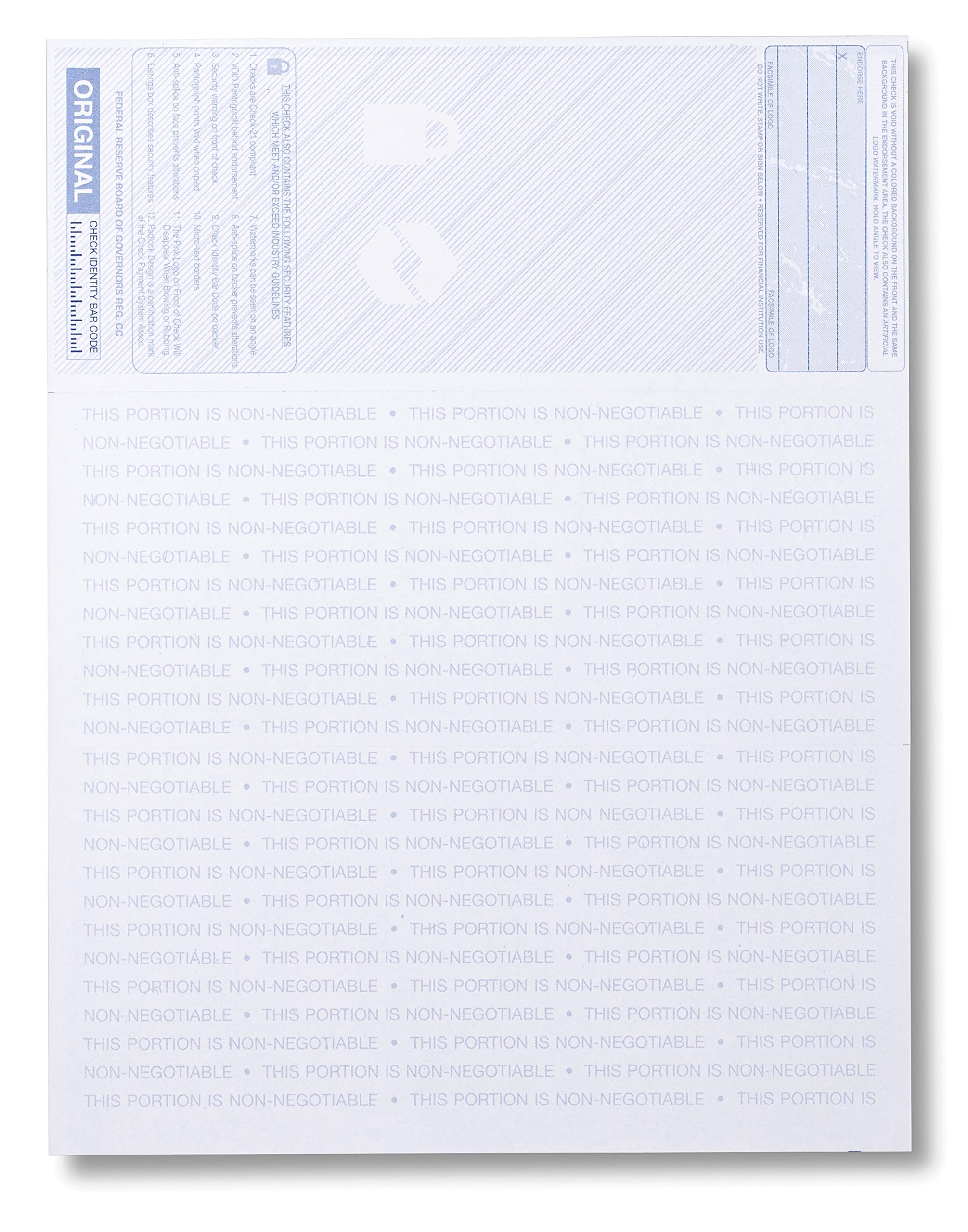ABC Blank Check Stock Paper - 2500 Sheets Blue Computer Voucher Checks for Laser Printers | Versa Check Refills with Top Check & Bottom Stub Design | Perfect for Payroll, Home Business & Office Accounting | Compatible with QuickBooks & Other Accounting Software