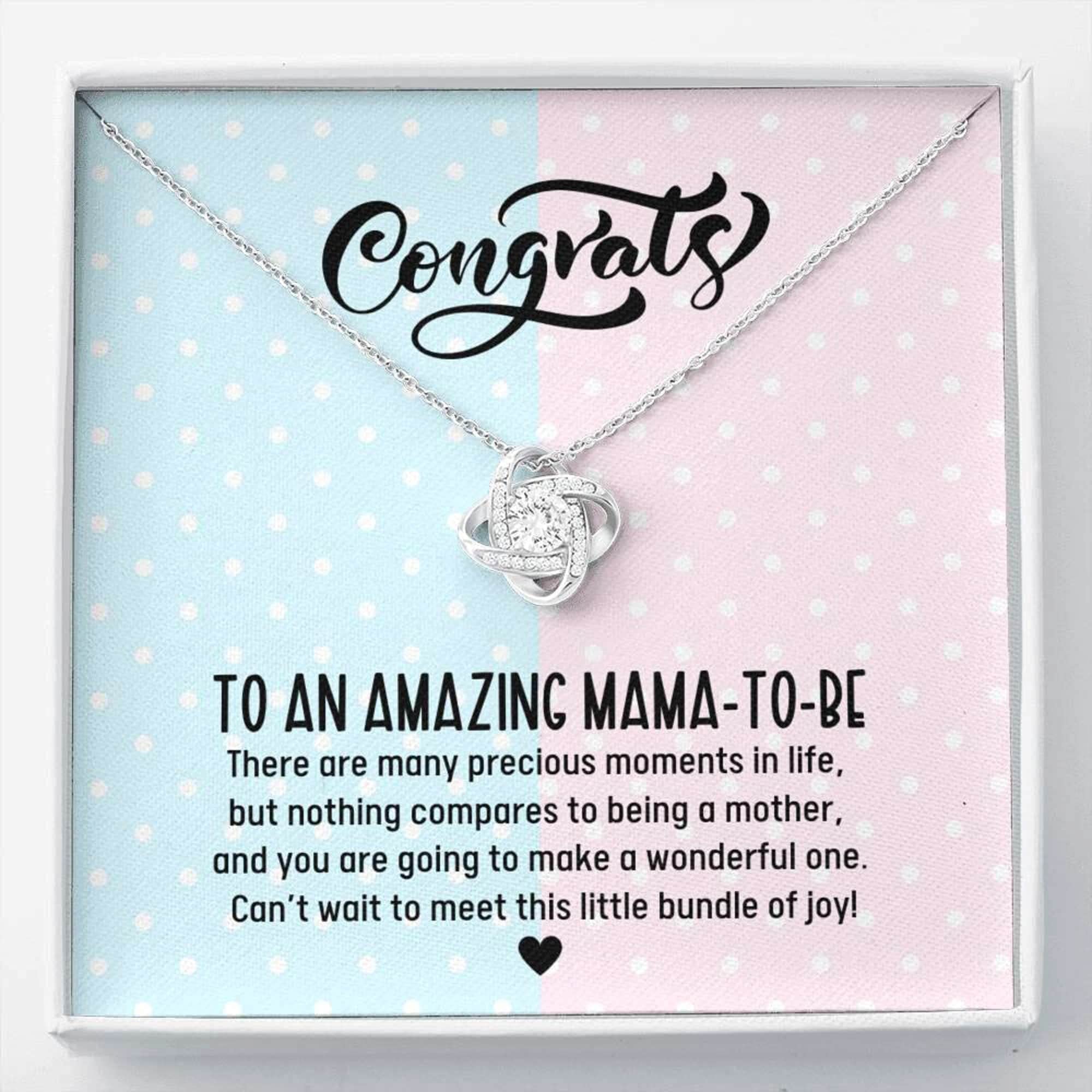 Personalized Pregnancy Necklace for Mom to Be - Custom Love Knot Pendant with Message Card - Thoughtful Gift for Expecting Mothers - Perfect for Baby Showers, Gender Reveals & Maternity Photos