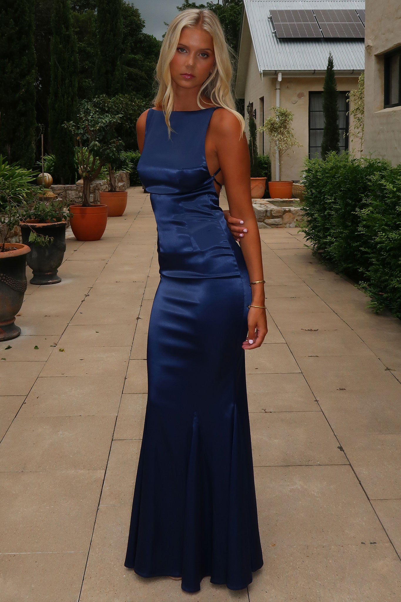 Margot Maxi Dress Navy - Elegant Flowy Long Dress for Women, Perfect for Beach, Wedding & Summer Outfits