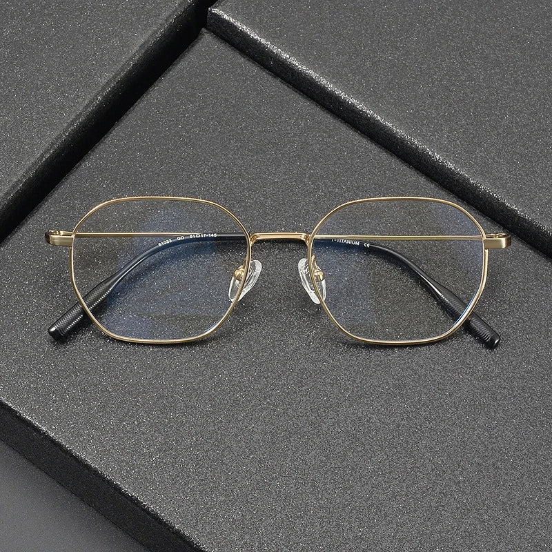 Stylish Unisex Black Titanium Polygon Full Rim Eyeglasses 81033 - Perfect for Work, Reading & Fashion Accessories
