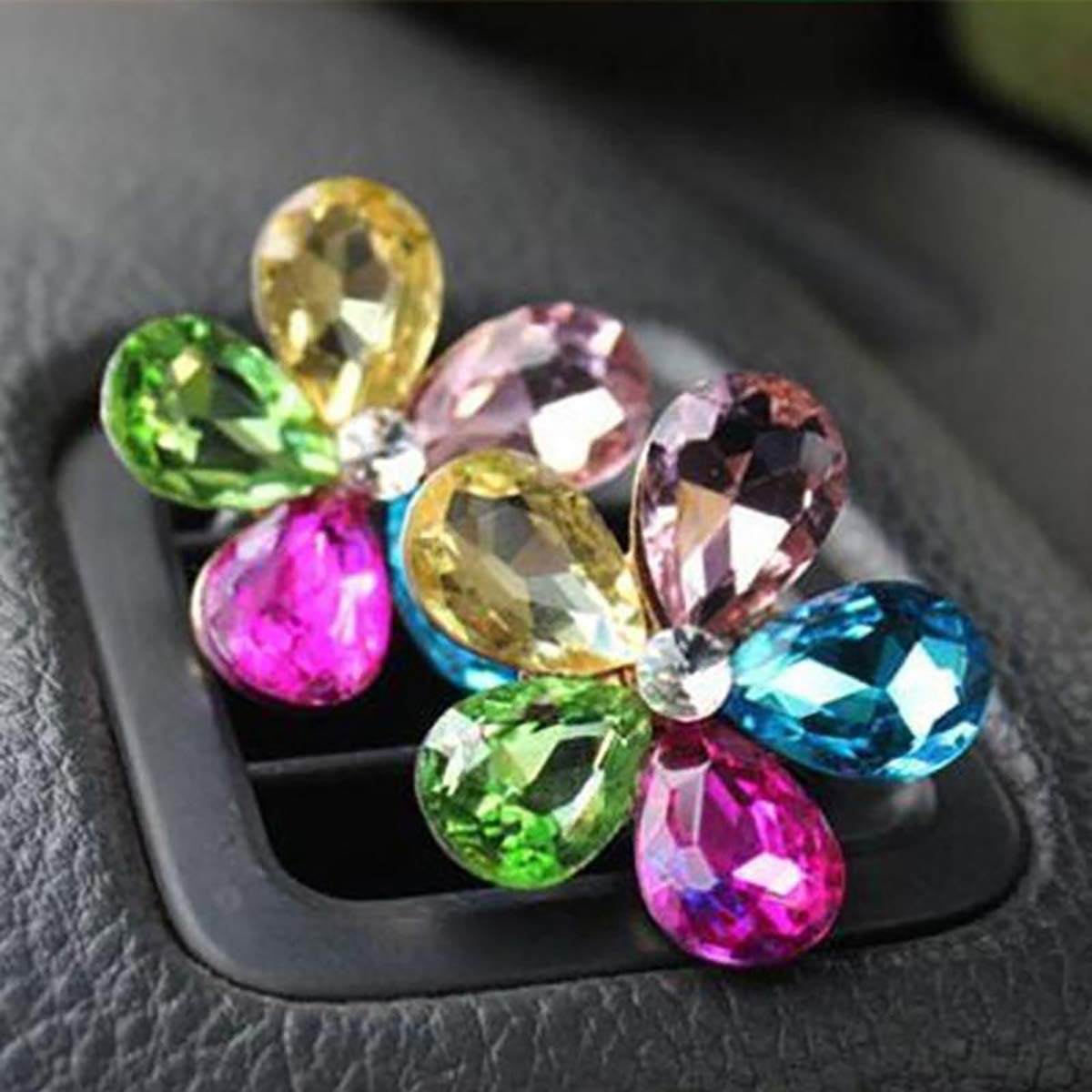 Sparkling Crystal Flower Car Air Vent Clip - Rhinestone Decorative Air Vent Clip for Car Interior Accessories (White) | Perfect for Car Decor, Gift Giving & Personalizing Your Vehicle