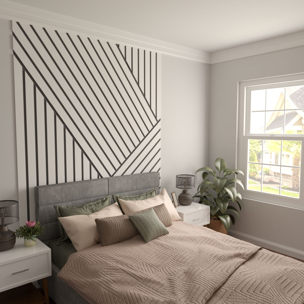 Adjustable Wood Slat Wall Kit - Modern DIY Room Divider & Decorative Panel for Home & Office - Perfect for Living Room, Bedroom, or Workspace Partitions