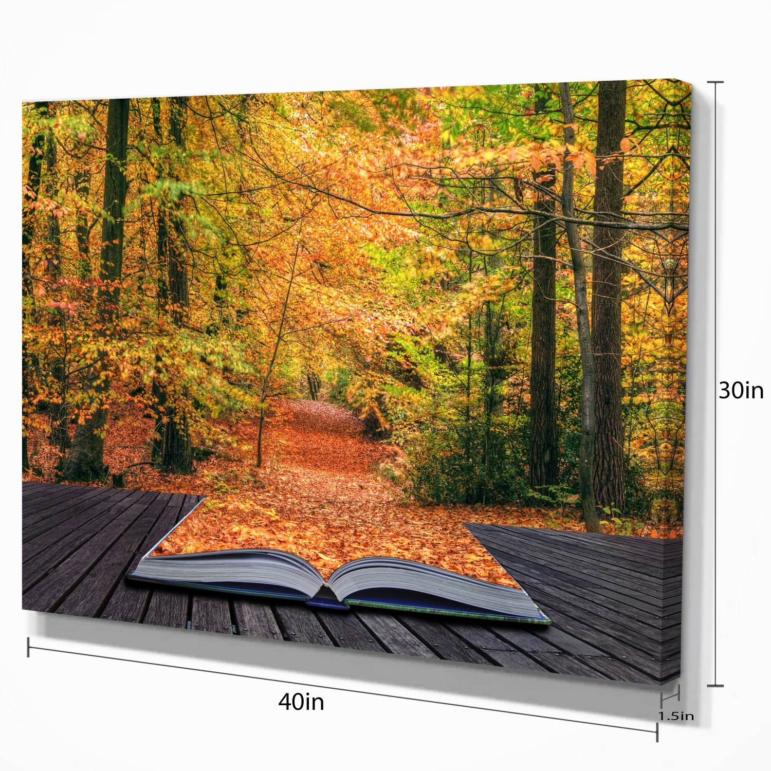 Autumn Landscape Canvas Art Print - Open Book Design for Home & Office Decor | Perfect for Living Room, Bedroom, or Study