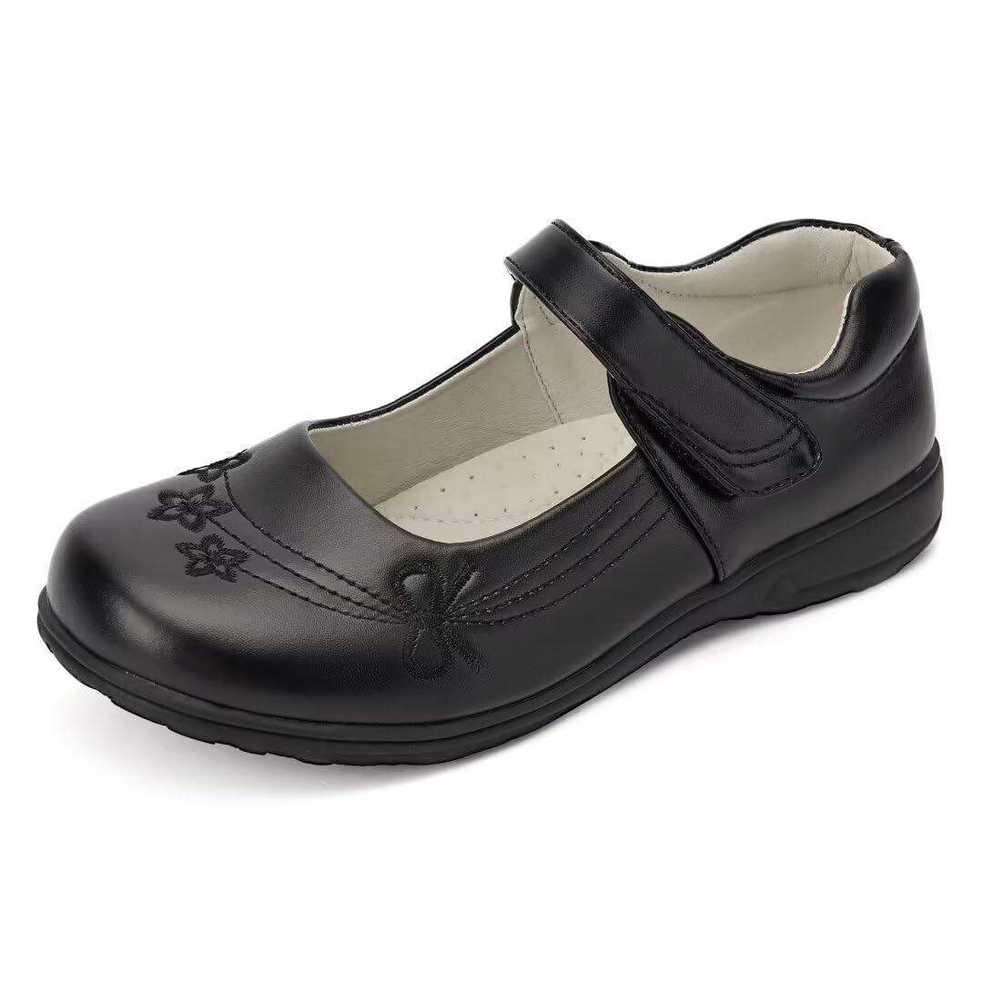 **Black Mary Jane School Shoes for Girls - Comfortable Dress Uniform Flats with Adjustable Strap | Perfect for School, Church, and Special Occasions**