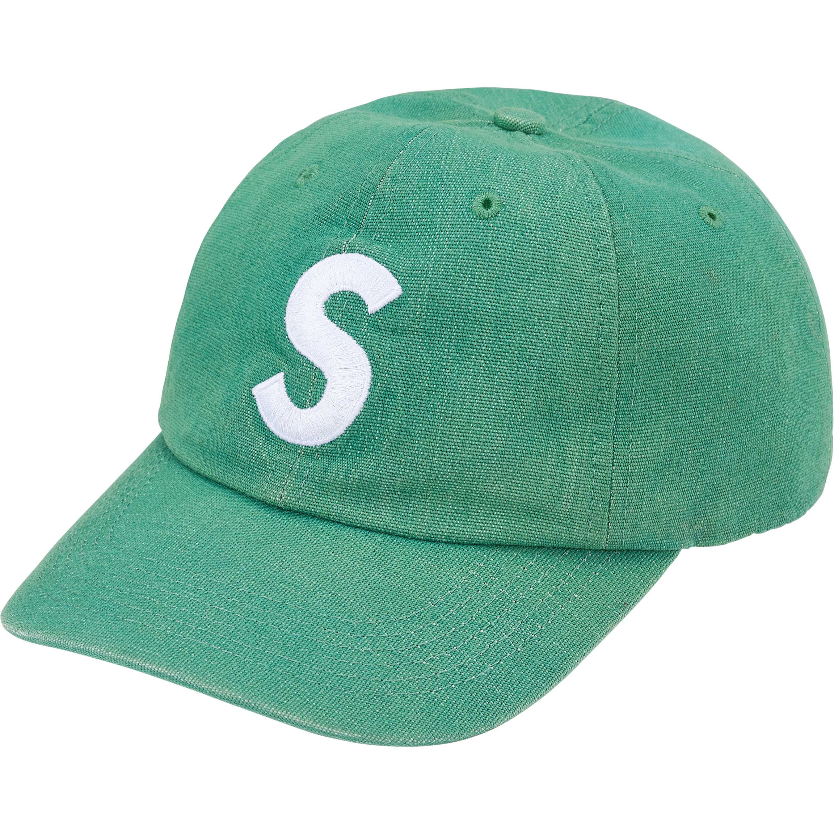 Supreme Cordura® Denim S Logo 6-Panel Cap - Green Military Grade Durable Hat for Outdoor Sports & Streetwear Fashion