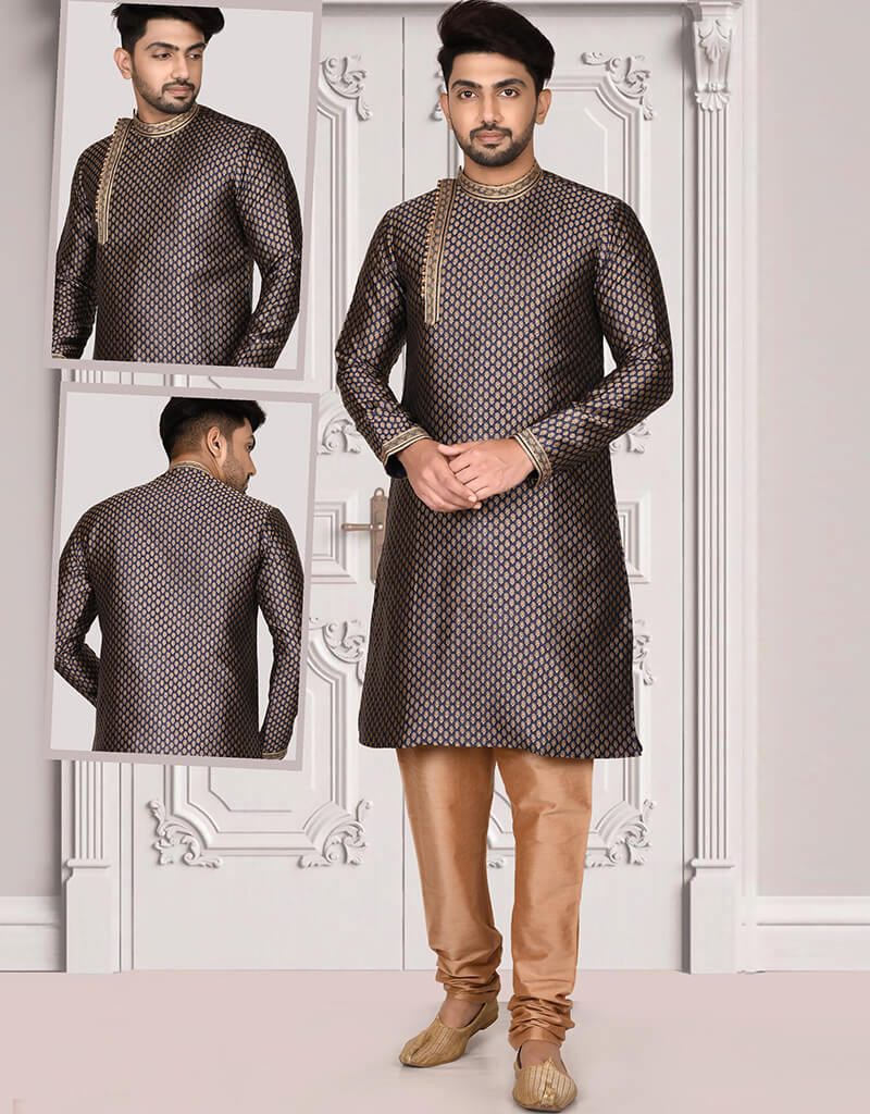 Elegant Black Kurta Jacquard Churidar Set for Women - Traditional Indian Ethnic Wear for Festivals, Weddings & Special Occasions