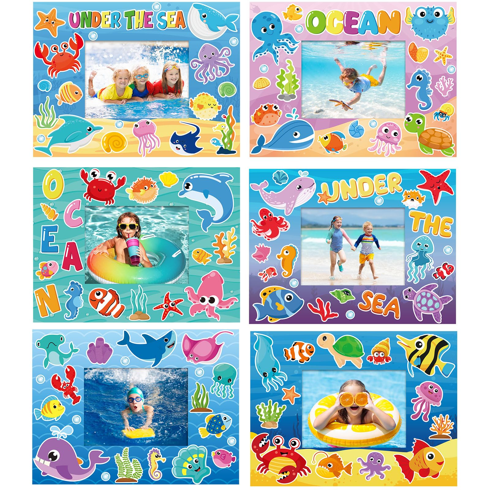 24 Pack Summer Back to School Craft Kit - Hawaiian DIY Picture Frame with Sea Animal Stickers for Kids, Classroom & Aloha Beach Party Supplies | Perfect for School Projects, Pool Parties & Summer Crafts