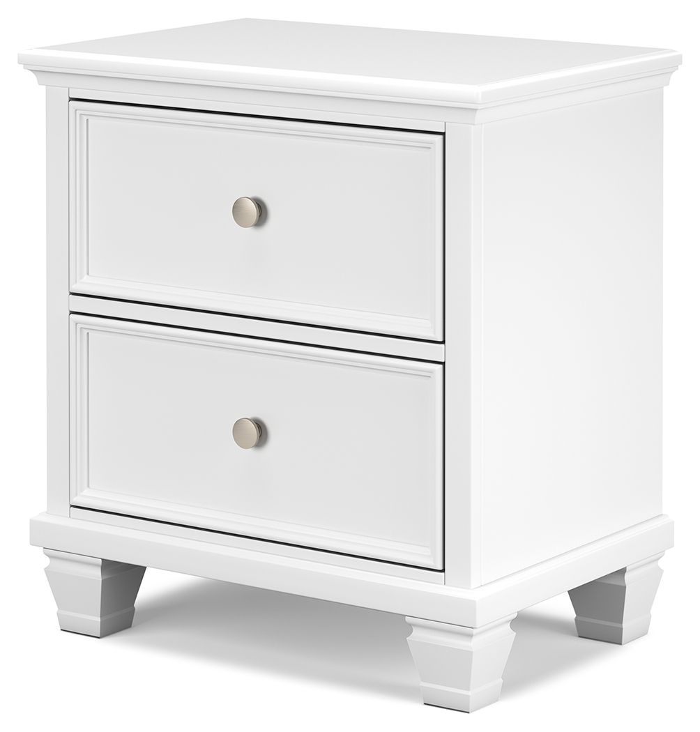 Fortman White Two Drawer Nightstand - Modern Bedside Table for Bedroom, Living Room & Office - Compact Storage Solution with Dual Drawers