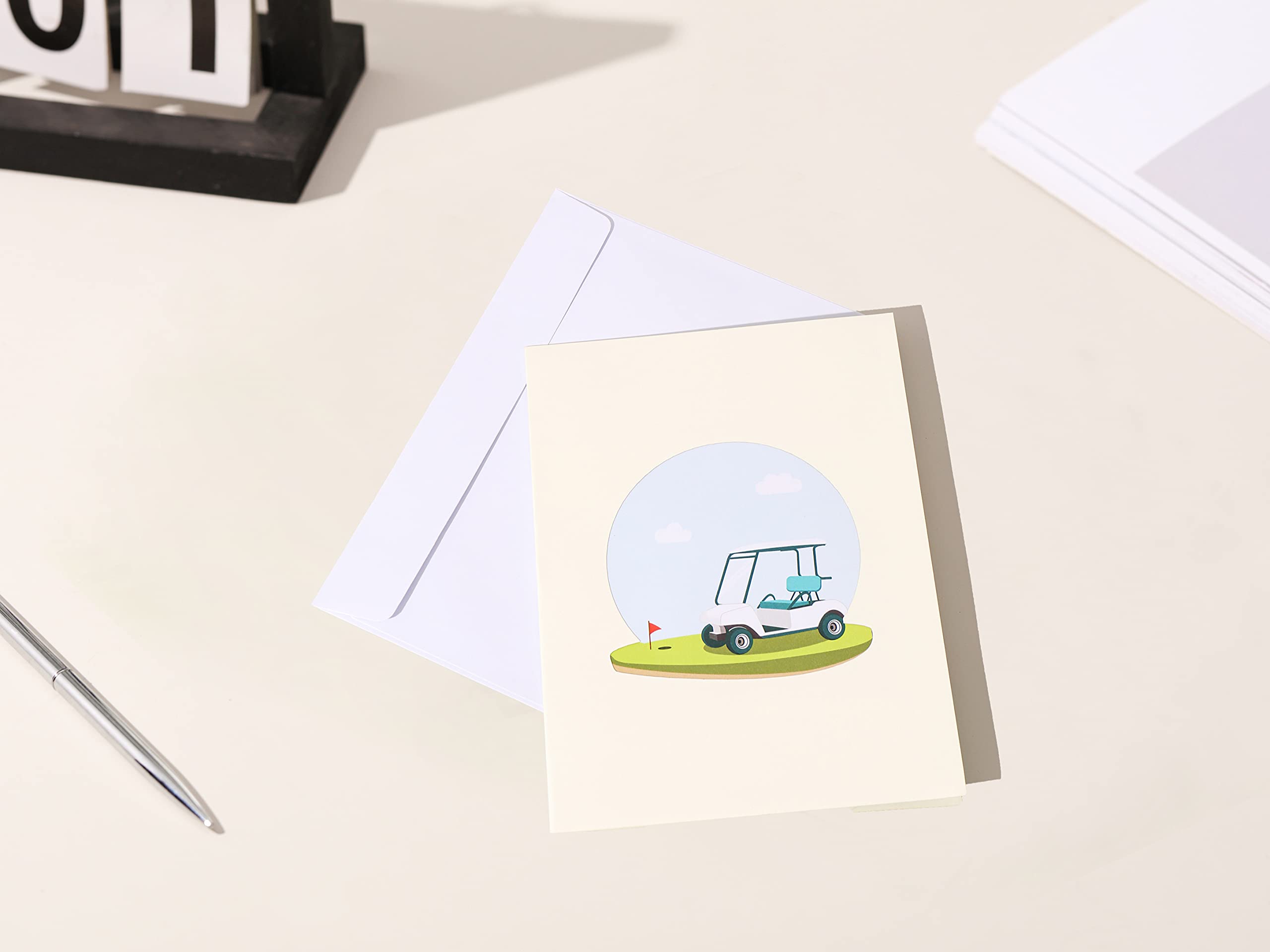 Liif 3D Pop Up Golf Cart Greeting Card - Perfect for Retirement, Birthday, Father's Day - Unique Golf Gifts for Men, Women & Golf Lovers - Great for Coworkers, Golf Tournaments & Special Occasions