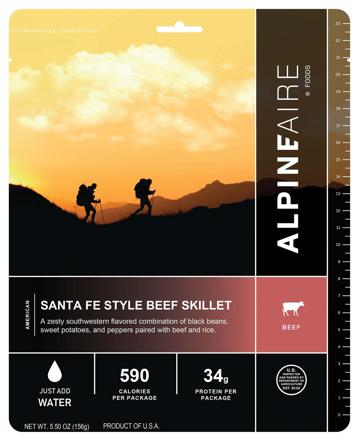Alpine Aire Santa Fe Beef Skillet - Freeze Dried Camping Meal, High Protein Backpacking Food for Hiking, Emergency & Outdoor Adventures