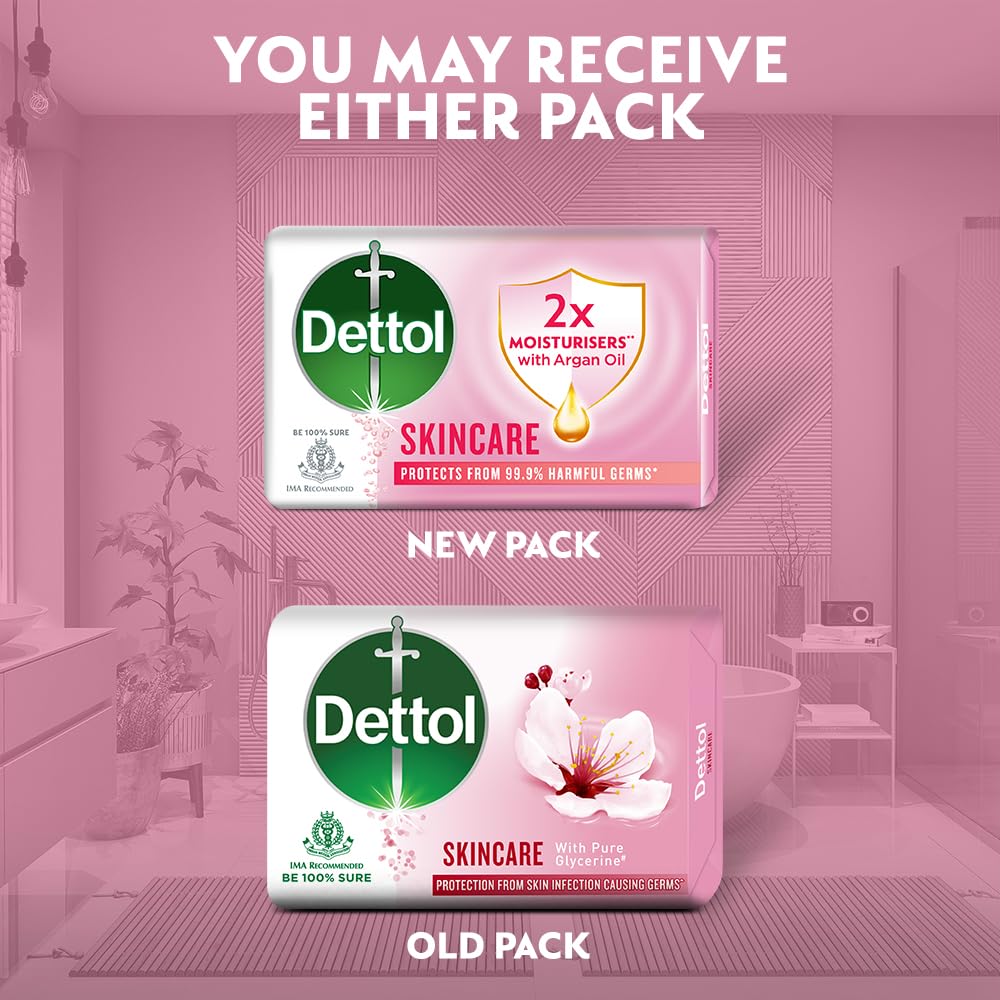 Dettol Moisturizing Beauty Soap Bar with Argan Oil (600g) - Pack of 4 | Gentle Cleansing for Soft, Smooth Skin | Perfect for Daily Bathing, Showering & Skincare Routine