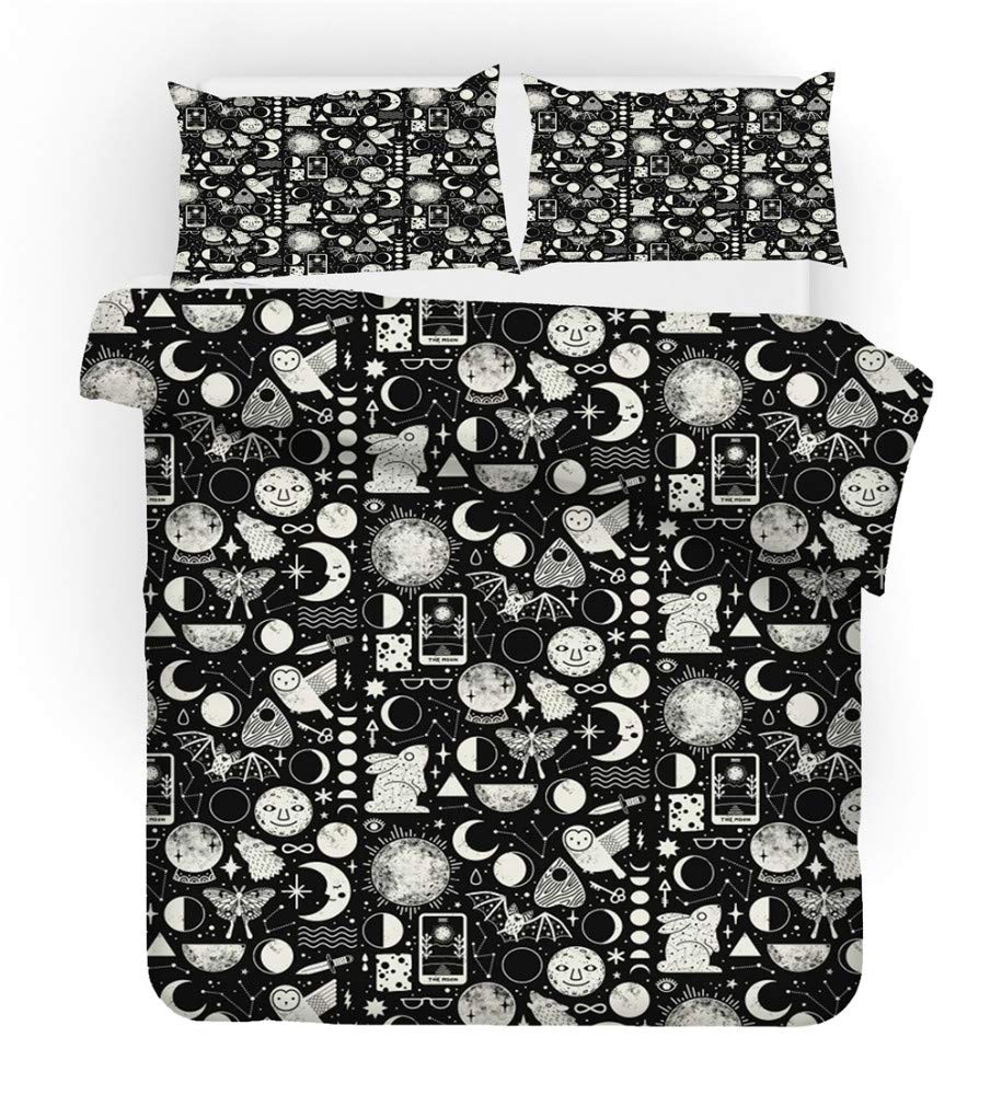 REALIN Divination Series Duvet Cover Set - Witchcraft Themed Cartoon Bedding with Small Patterns - 2/3/4 Piece Quilt Cover, Sheets & Pillow Shams for Twin/Full/Queen/King Size Beds (King Size 229x259cm 3PCS) - Perfect for Gothic Bedrooms, Halloween Decor & Witchy Home Aesthetics