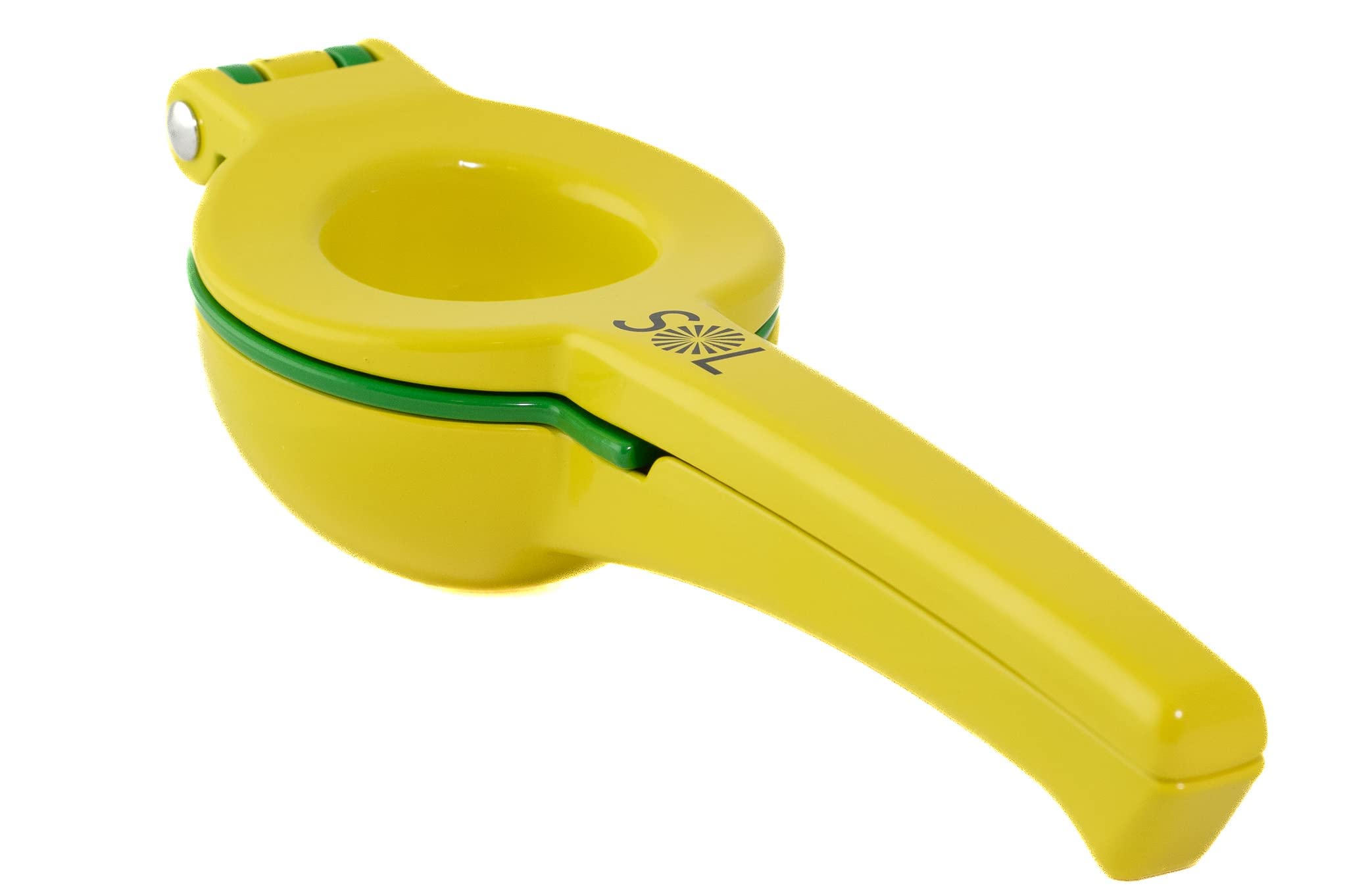 SOL 2-in-1 Metal Lemon Lime Squeezer - Manual Citrus Juicer for Max Juice Extraction - Moisture Resistant & Non-Slip Handle - Yellow & Green - Perfect for Cocktails, Lemonade & Cooking