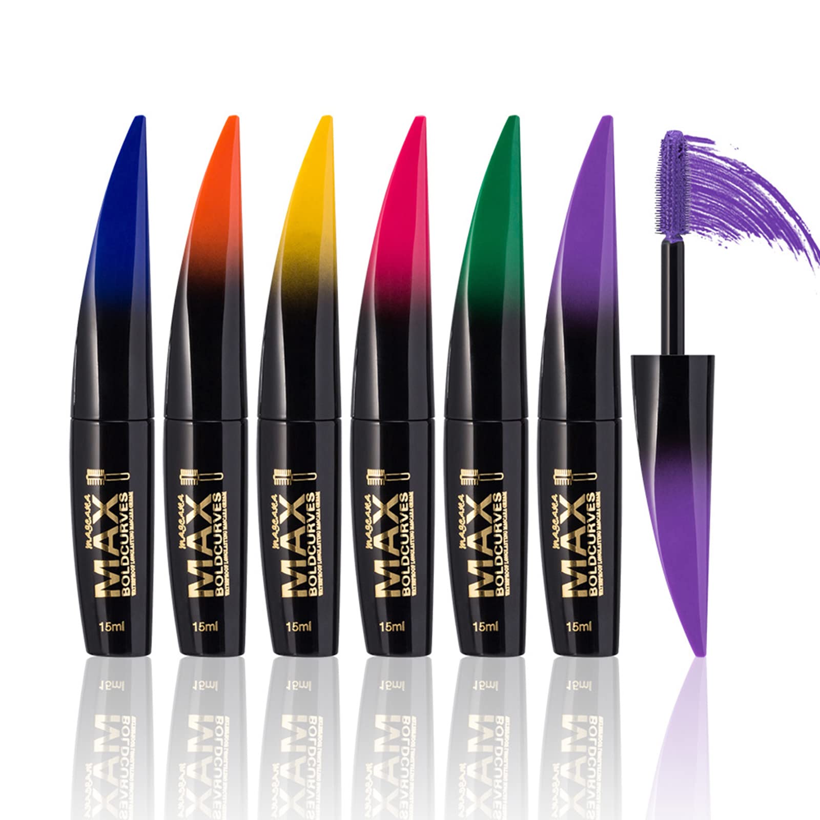 Long Lasting Smudge-Proof Lash Sensational Mascara Set - 6 Pcs 0.5 Fl Oz Volumizing, Lengthening & Curling Washable Mascara for False Lash Effect - Perfect for Daily Wear, Parties & Special Occasions