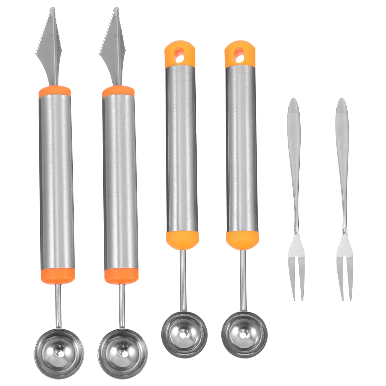 6pcs Stainless Steel Ice Cream & Melon Baller Set - Food Carving Tools for Fruit, Desserts & Ice Cream Scooping - Perfect for Parties, Catering & Home Kitchen Use