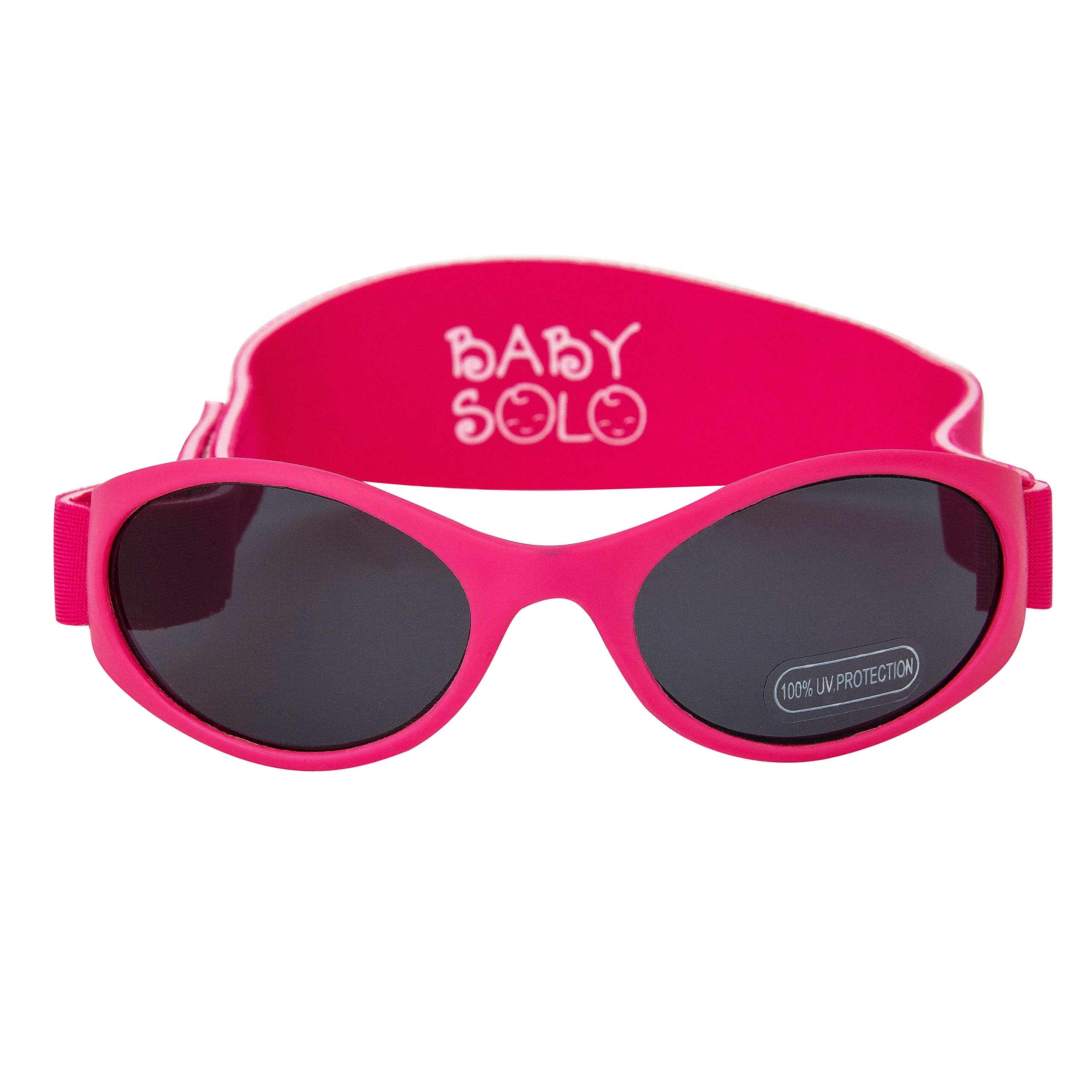 Baby Sunglasses for 0-36 Months - Soft, Safe & Durable UV Protection with Case | Matte Hot Pink Frame & Solid Black Lens | Perfect for Beach, Park & Outdoor Activities