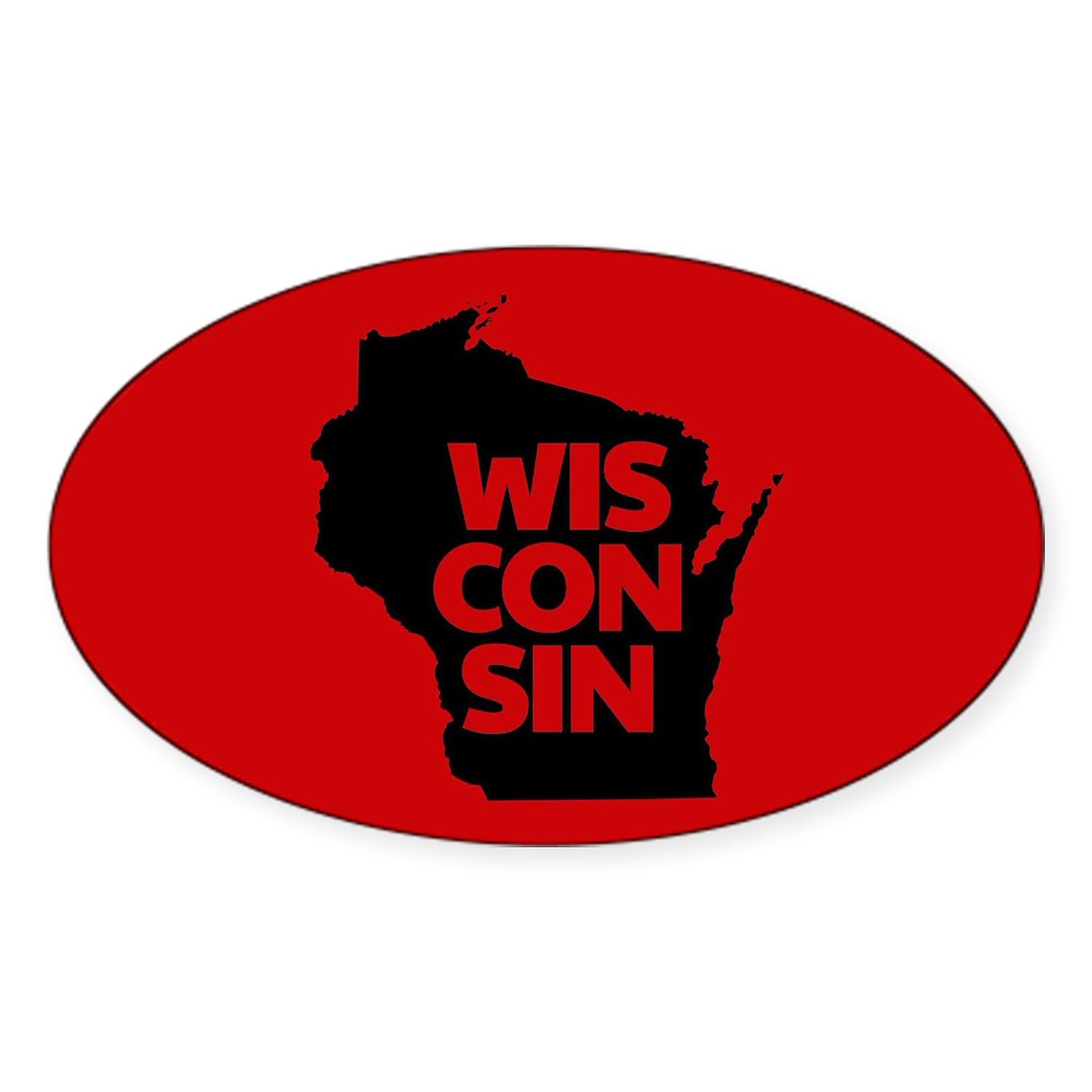 Wisconsin Red Oval Car Bumper Sticker - Durable Vinyl Decal for Cars, Trucks & Windows - Show State Pride - Perfect for Tailgating, Road Trips & College Events
