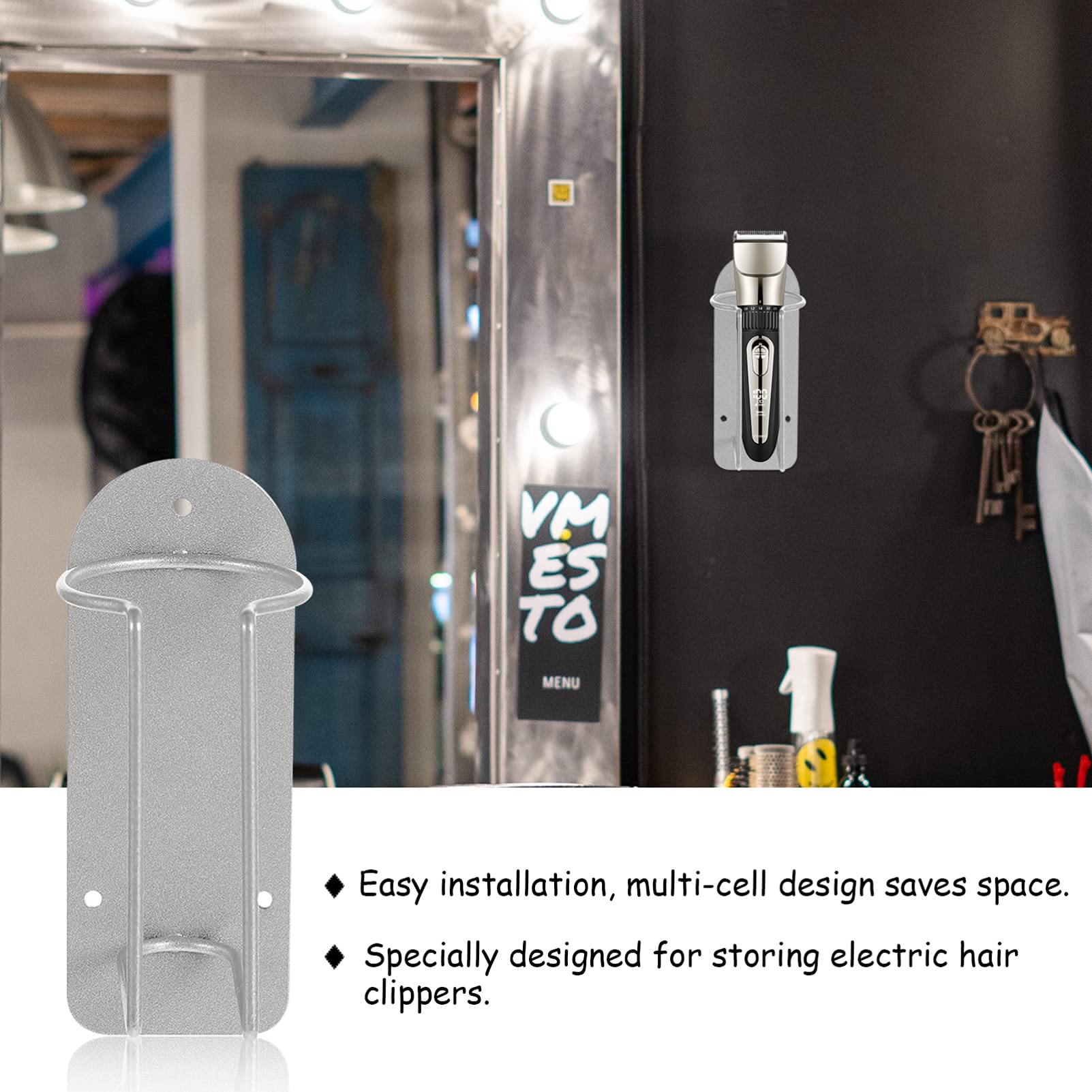 2 Pcs Stainless Steel Hair Clipper Stand & Storage Holder - Electric Clipper Organizer for Barber Tools, Trimmer Rack for Salon & Home Use - Perfect for Clipper Organization & Countertop Display