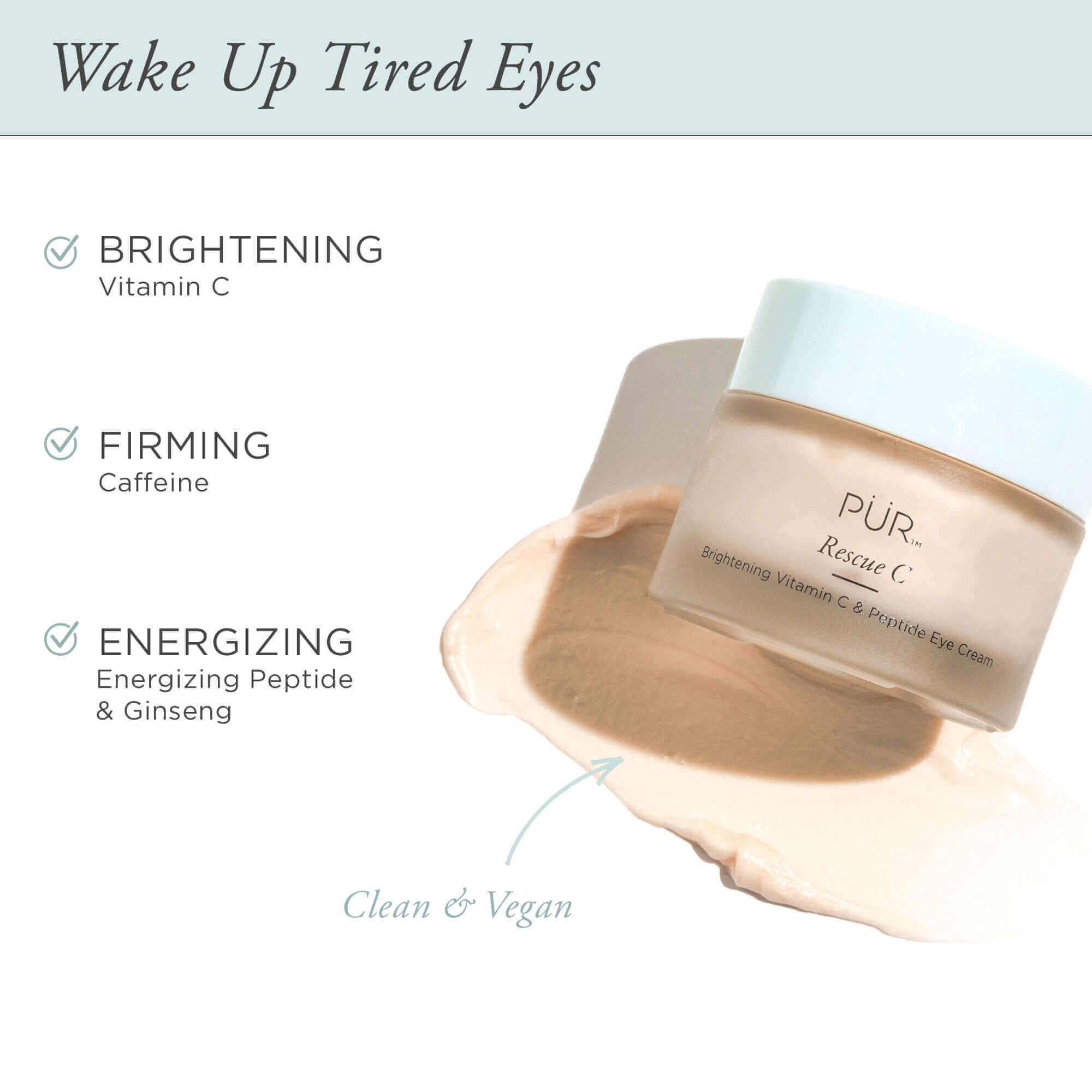 Rescue C Brightening Vitamin C & Peptide Eye Cream for Dark Circles, Wrinkles & Puffiness - Anti-Aging Under Eye Treatment for Men & Women - Perfect for Morning & Night Skincare Routine