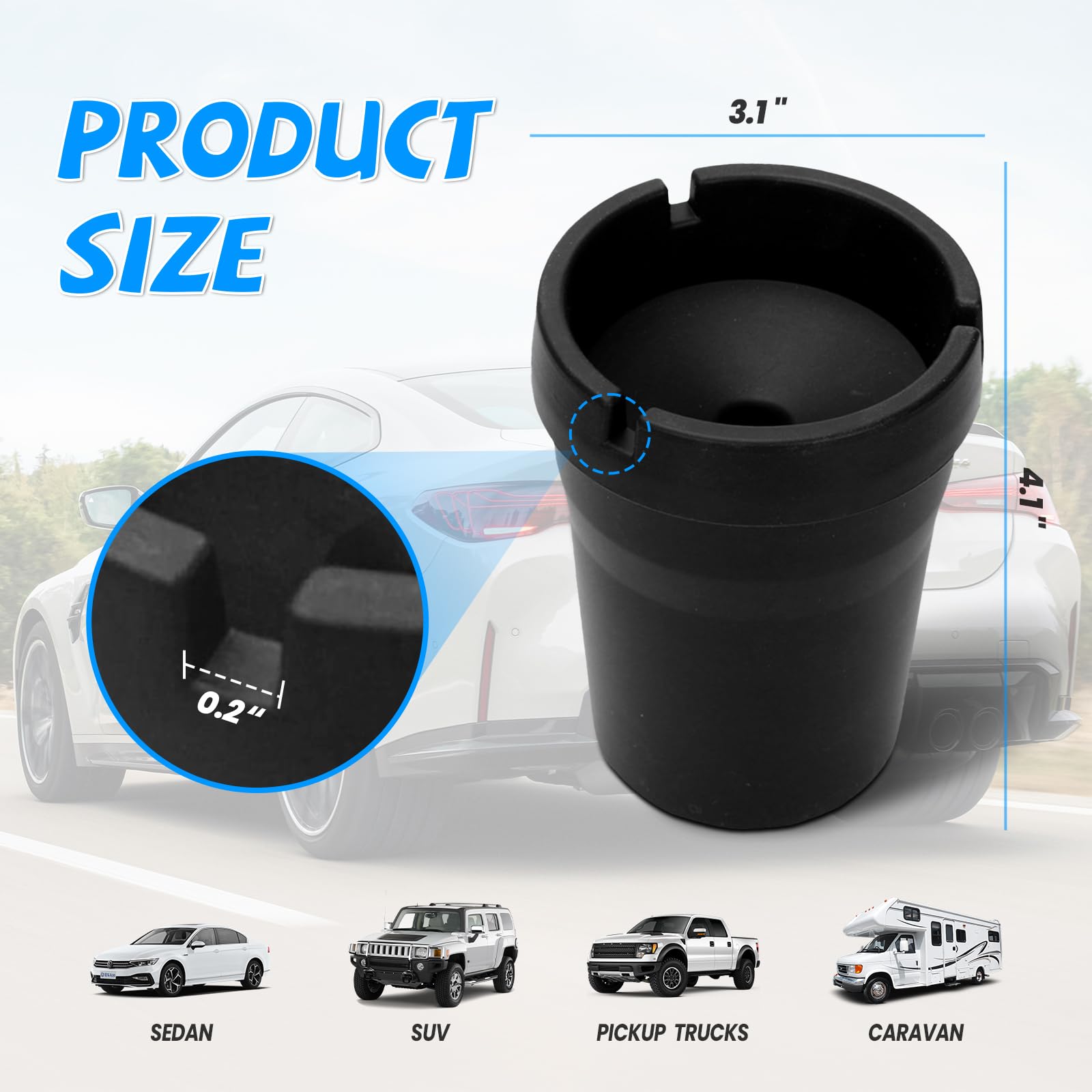 Windproof Smokeless Car Ashtray - Odor-Proof & Self-Extinguishing Mini Trash Can for Car Cup Holders | Portable Auto, Office & Home Use | Perfect for Road Trips & Smoking Areas (Black)
