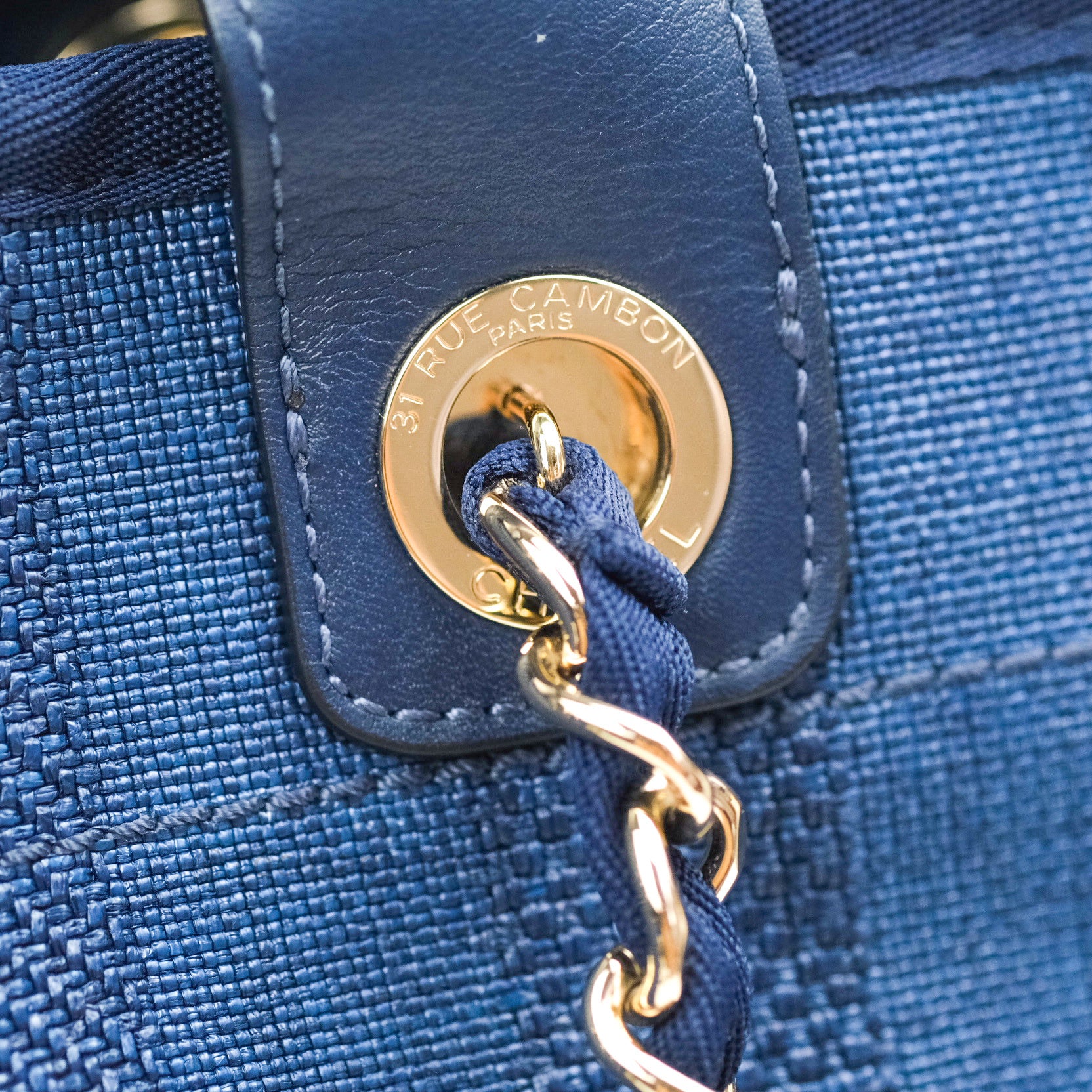 Chanel Canvas Large Deauville Tote Bag Navy Blue Striped 20S - Luxury Designer Beach Tote for Women, Perfect for Travel, Shopping & Everyday Use