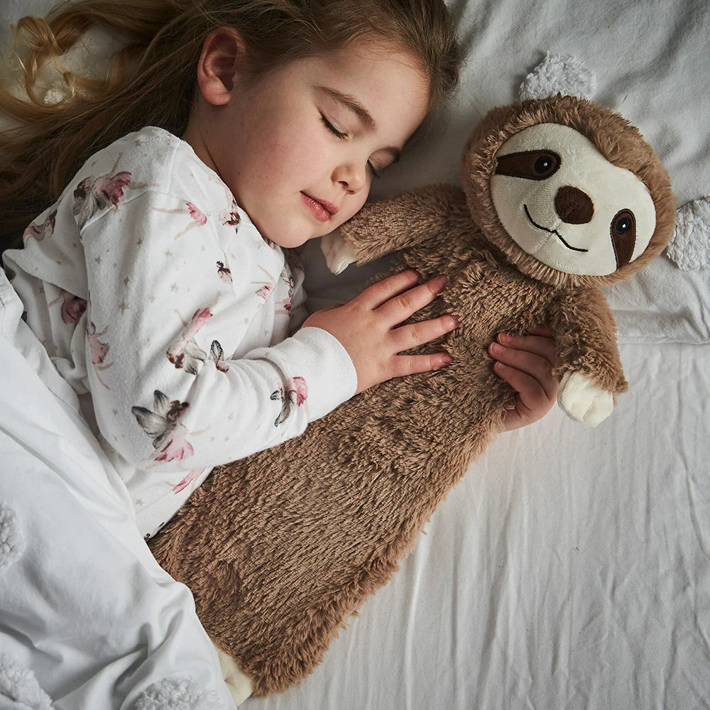 3D Midi Hot Water Bottle with Brown Sloth Faux Fur Cover - Cozy & Pain Relief for Winter, Cramps, and Cold Nights - Perfect for Home, Office, and Gift Giving