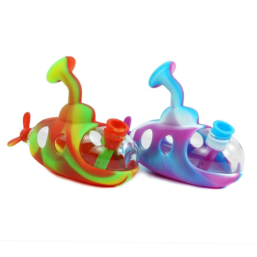 Cute Submarine Design Water Pipe - Silicone & Glass Bowl for Tobacco | Perfect for Smoking Enthusiasts & Home Use