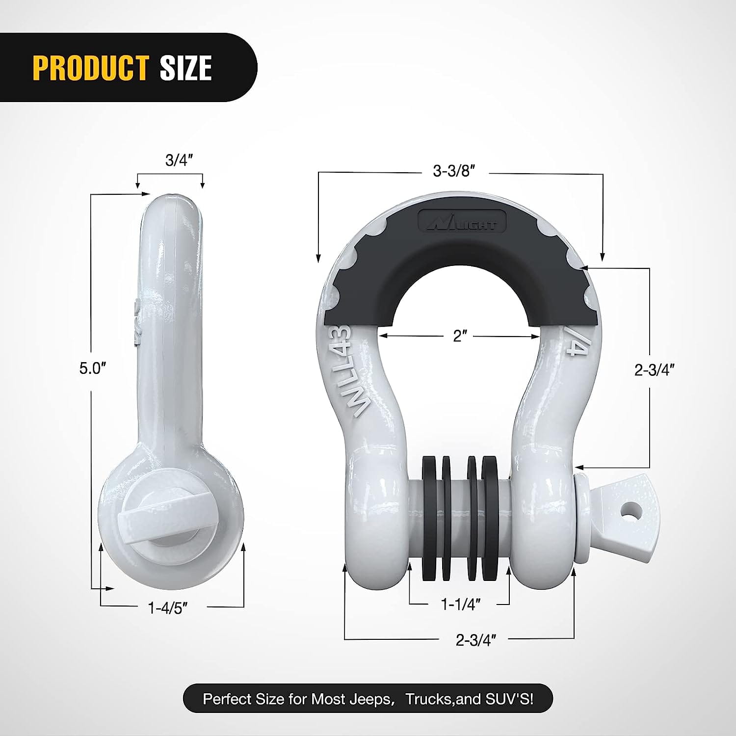 3/4 Inch D Ring Shackle - Heavy Duty Stainless Steel Rigging Hardware (Pair) - Perfect for Marine, Towing, and Off-Road Applications