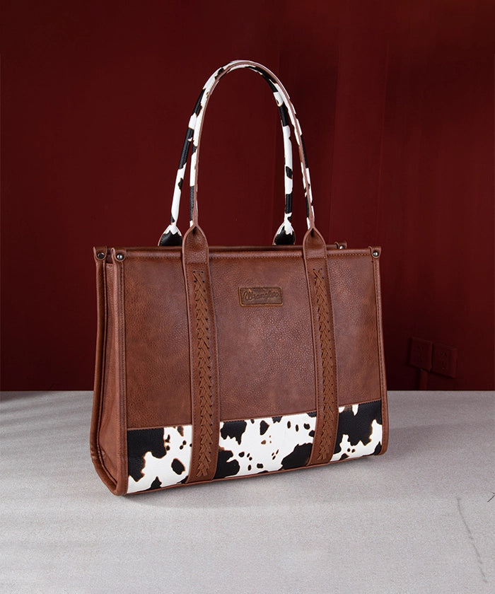 Wrangler Cow Print Crossbody Tote Bag for Women - Stylish Western Handbag for Everyday Use, Shopping & Travel