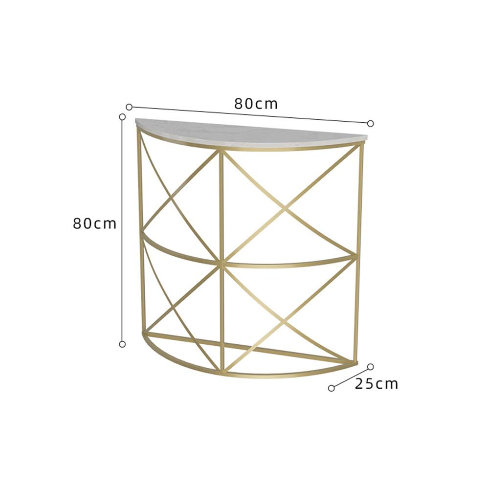 Modern Half Moon Metal & Marble Accent Table - 31