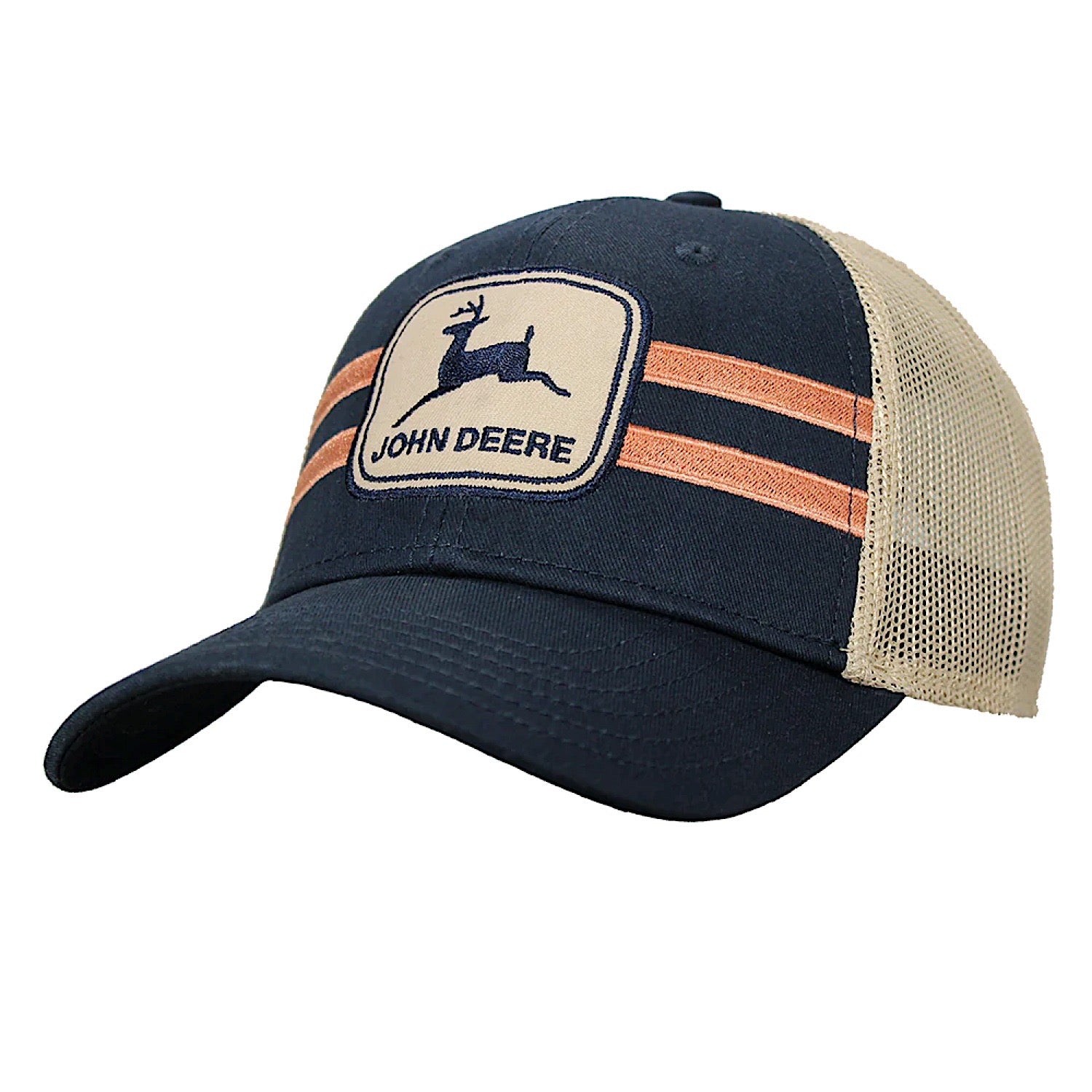 John Deere Men's Twill Trucker Cap - Navy Blue Adjustable Baseball Hat for Farming, Outdoor Work & Casual Wear