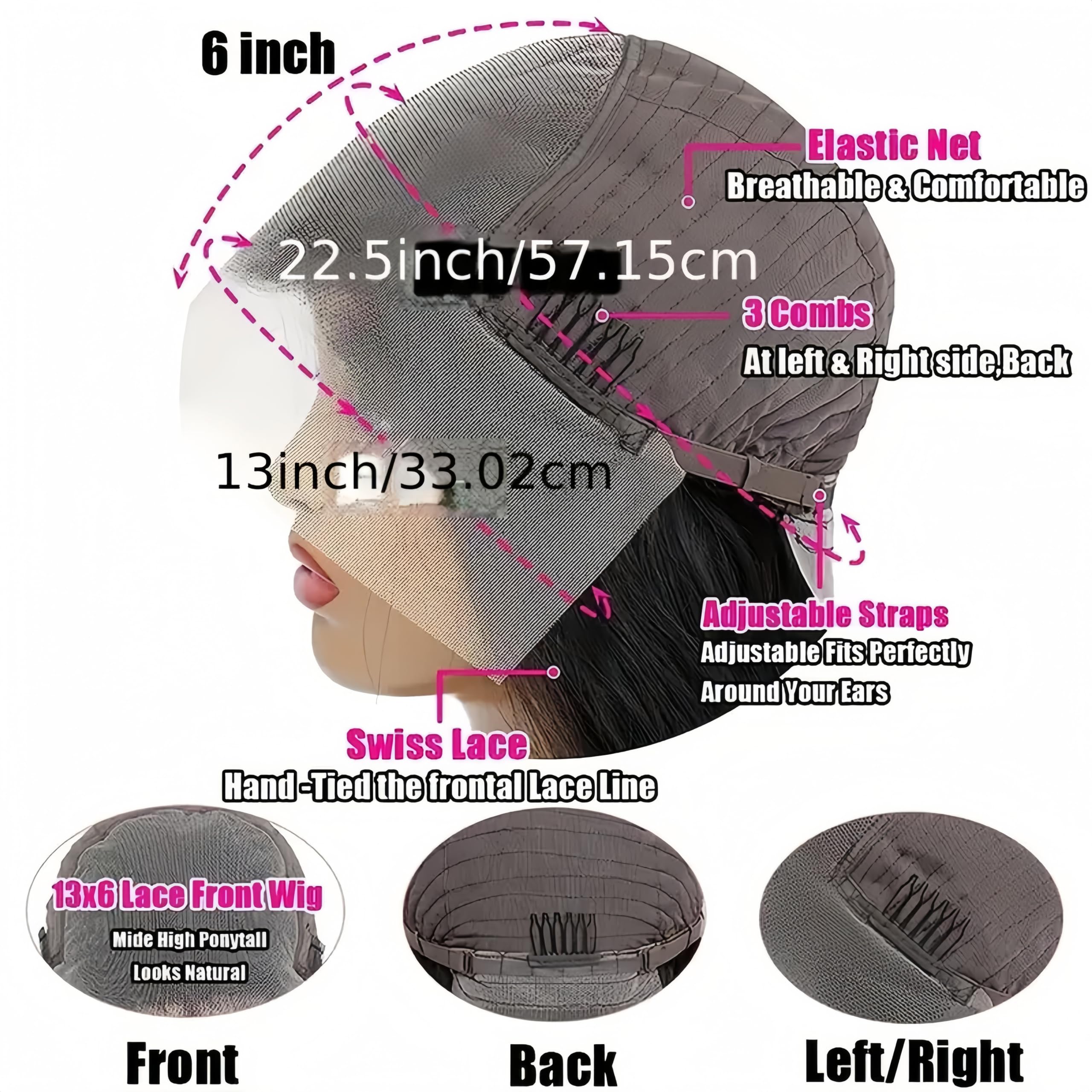 13x6 HD Lace Front Wig Human Hair - 220% Density Body Wave Pre-Plucked Wig for Black Women - 28 Inch Long Black Human Hair Wig with Natural Hairline - Perfect for Daily Wear, Parties and Special Occasions