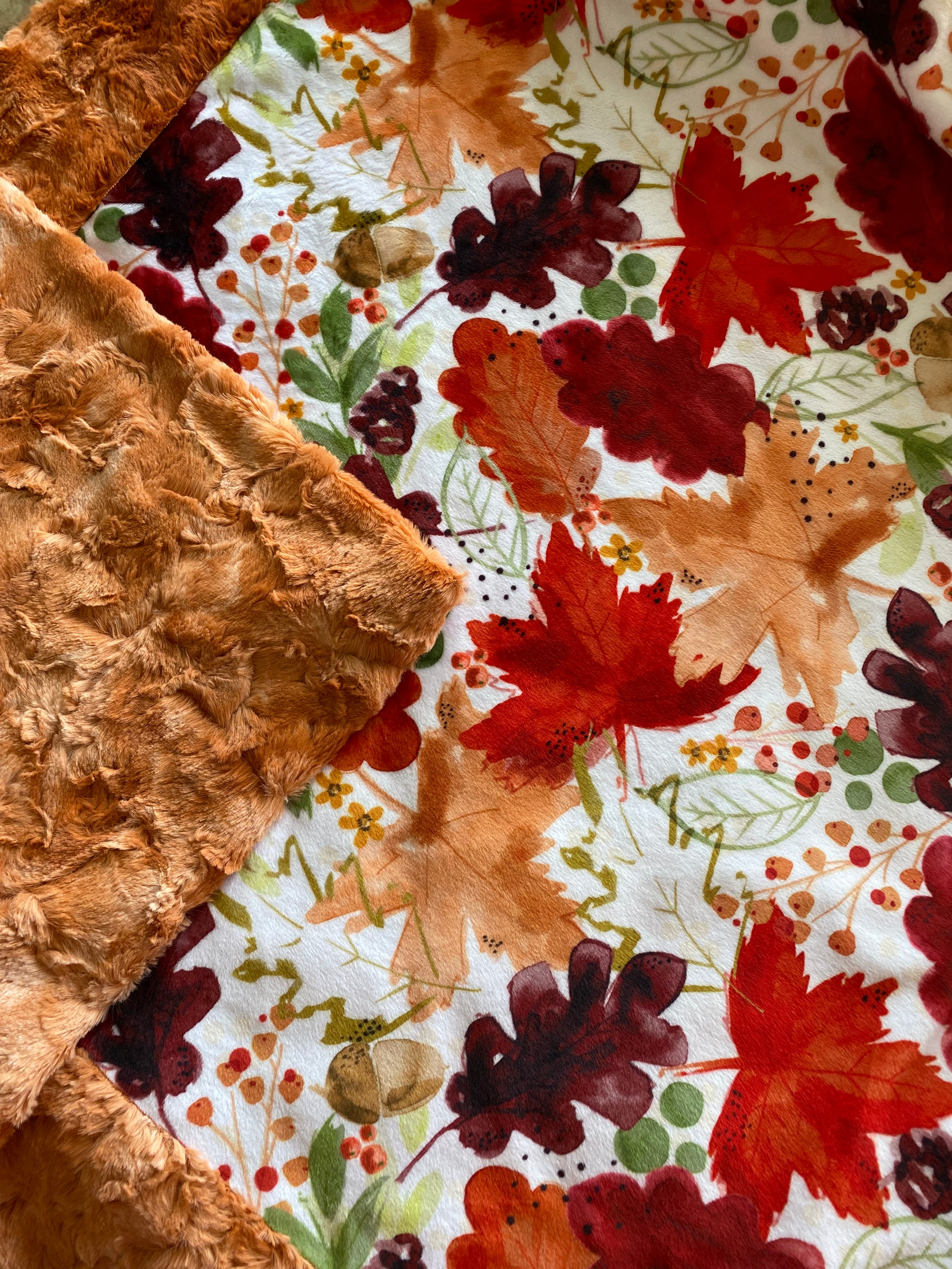 Cozy Autumn Leaves Ginger Galaxy Minky Blanket - 53x65 Soft Flannel Throw for Bed, Couch & Seasonal Decor