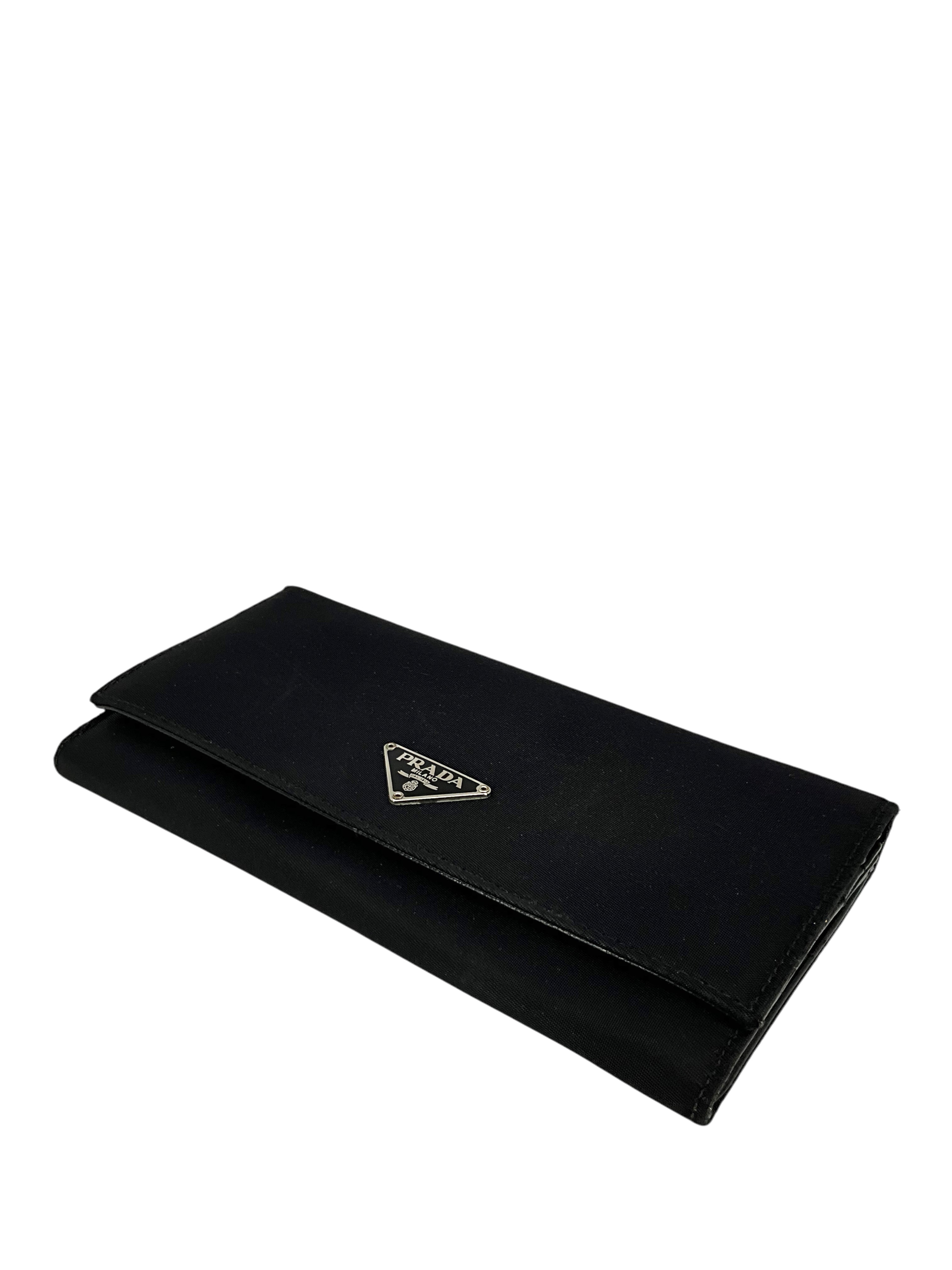 Prada Tessuto Nylon Logo Long Wallet for Women | Luxury Designer Bifold Wallet with Signature Logo | Perfect for Everyday Use, Travel & Gift Giving