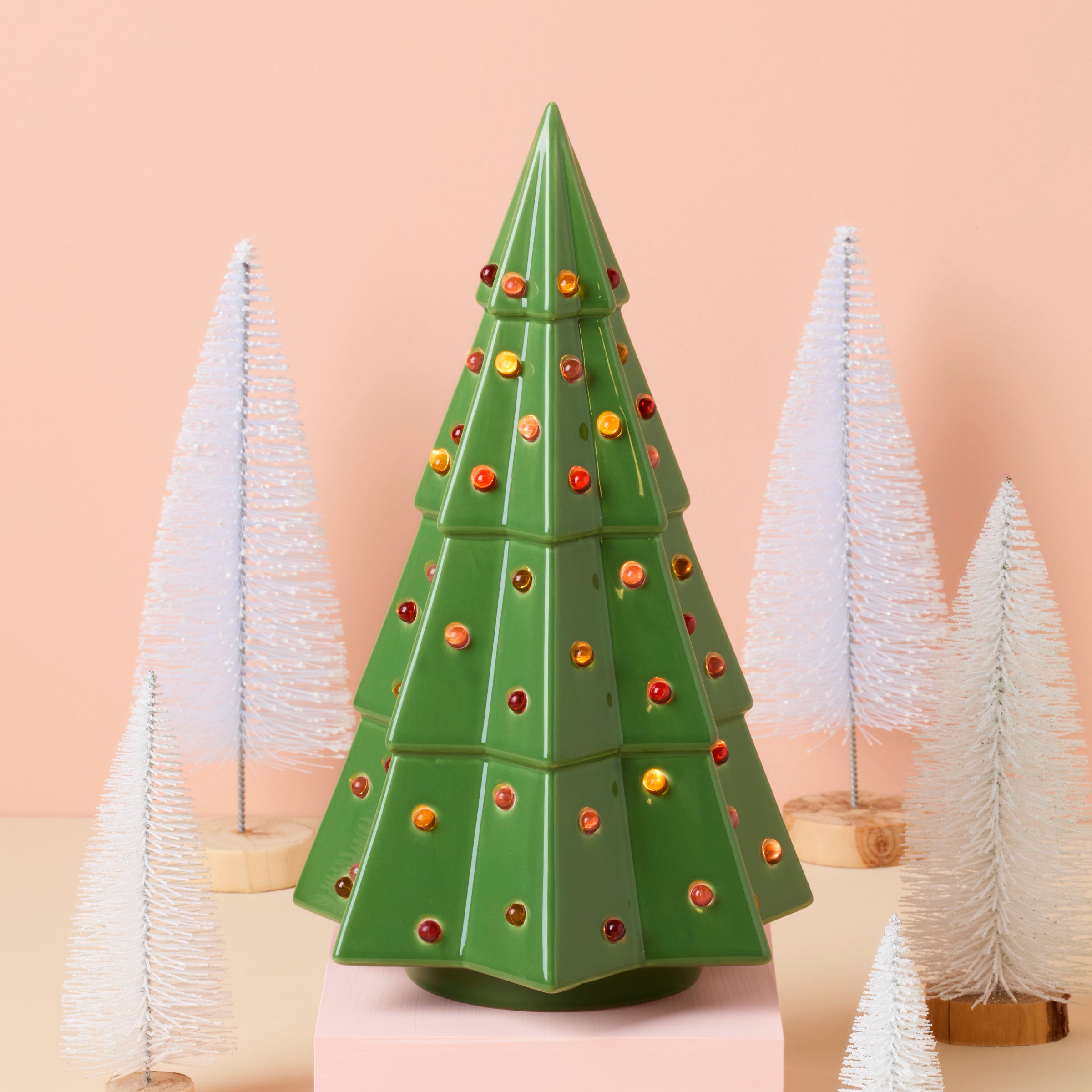 Evergreen Large Lit Tree Figurine - Christmas Decorations with Warm LED Lights for Holiday Home Decor, Party & Gift Giving
