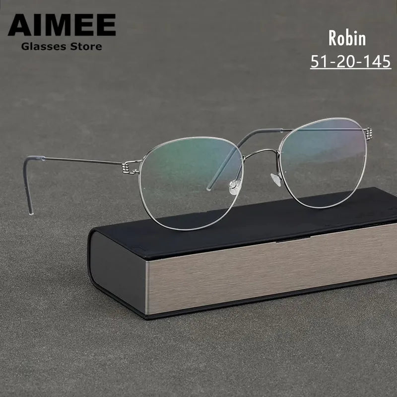 Stylish Unisex Full Rim Oval Round Screwless Titanium Eyeglasses Frame 2051 - Lightweight & Durable for Work, Reading & Daily Wear