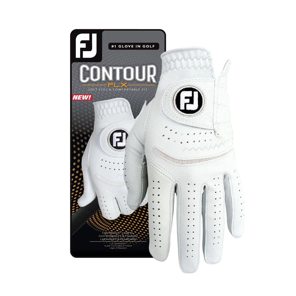 FootJoy Contour FLX Pearl Regular Men's Right Hand Golf Glove - Premium Comfort & Grip for Golfers - Perfect for Driving Range, Course Play & Tournament Use