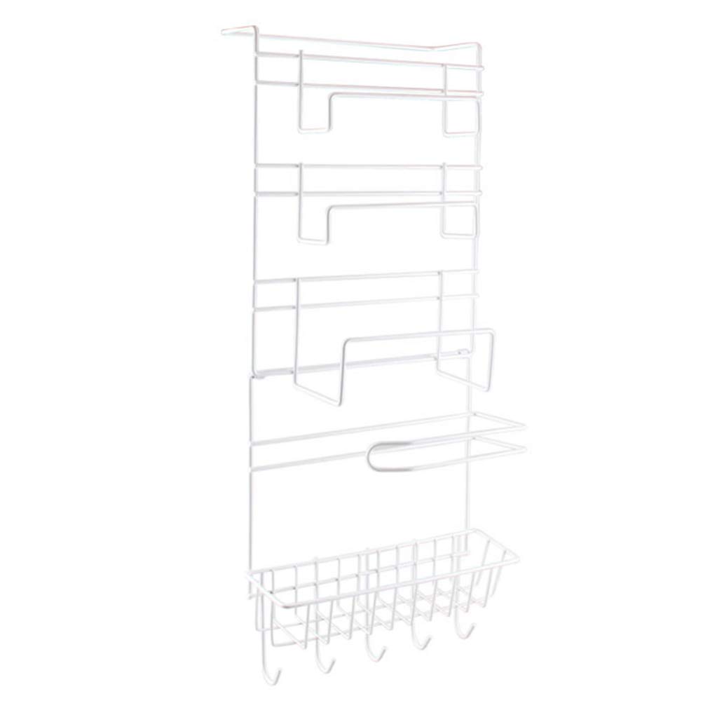 VOSAREA Foldable Metal Storage Rack - Refrigerator Side Organizer Shelf with 3 Sticky Hooks for Spices, Olive Oil Bottles & Kitchen Essentials - Space-Saving Solution for Pantry, Garage & Small Kitchen Organization