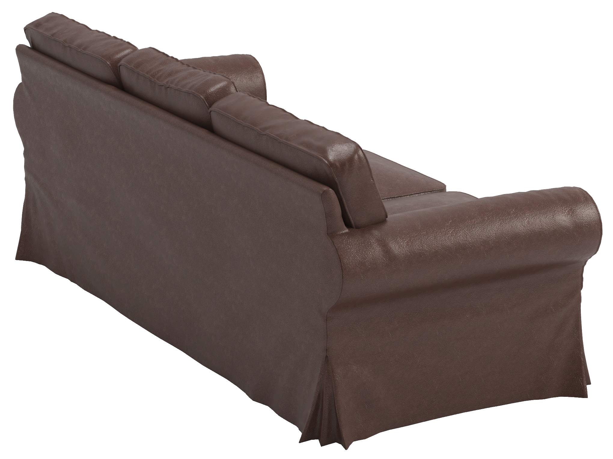 Custom Made IKEA Ektorp 3-Seat Sofa Slipcover - Premium Brown PU Leather Replacement Cover | Perfect for Living Room, Family Room & Home Office Protection