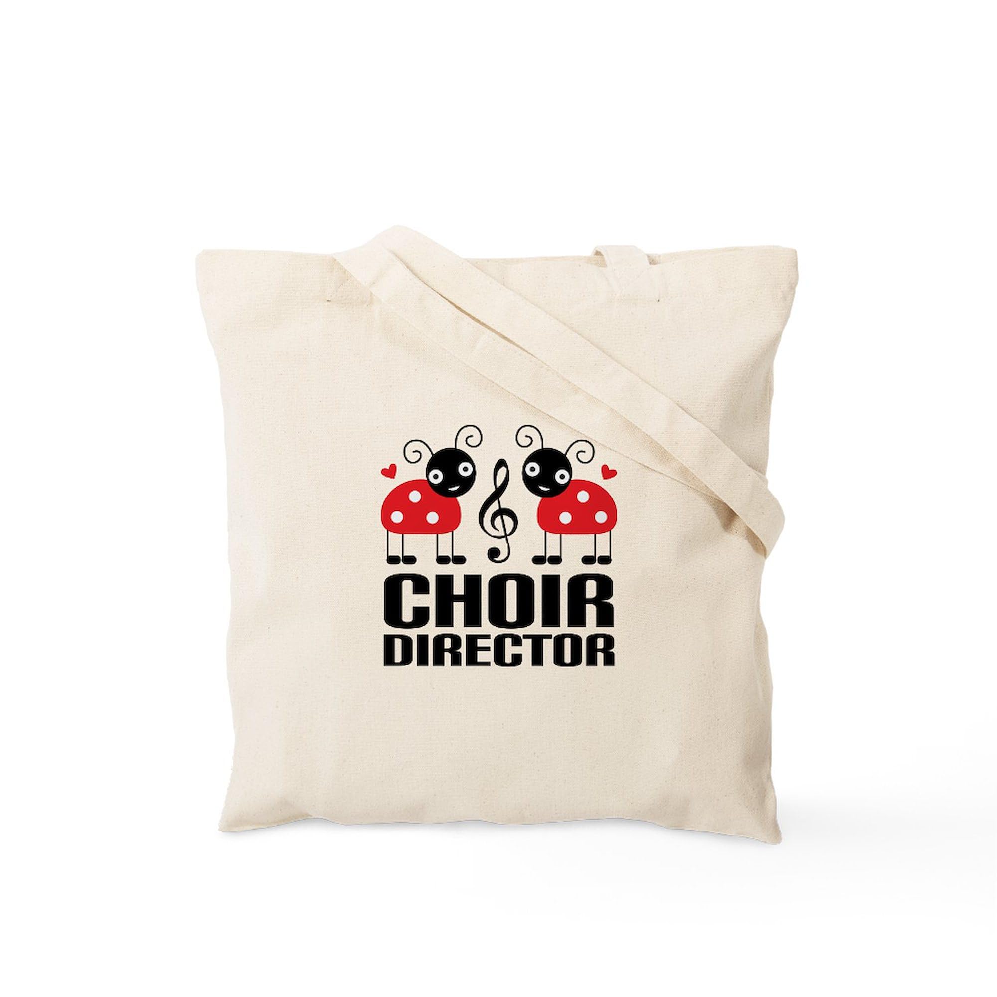 Cute Choir Director Ladybug Tote Bag - Natural Canvas Reusable Shopping Bag for Women | Perfect for Groceries, Work, School & Church