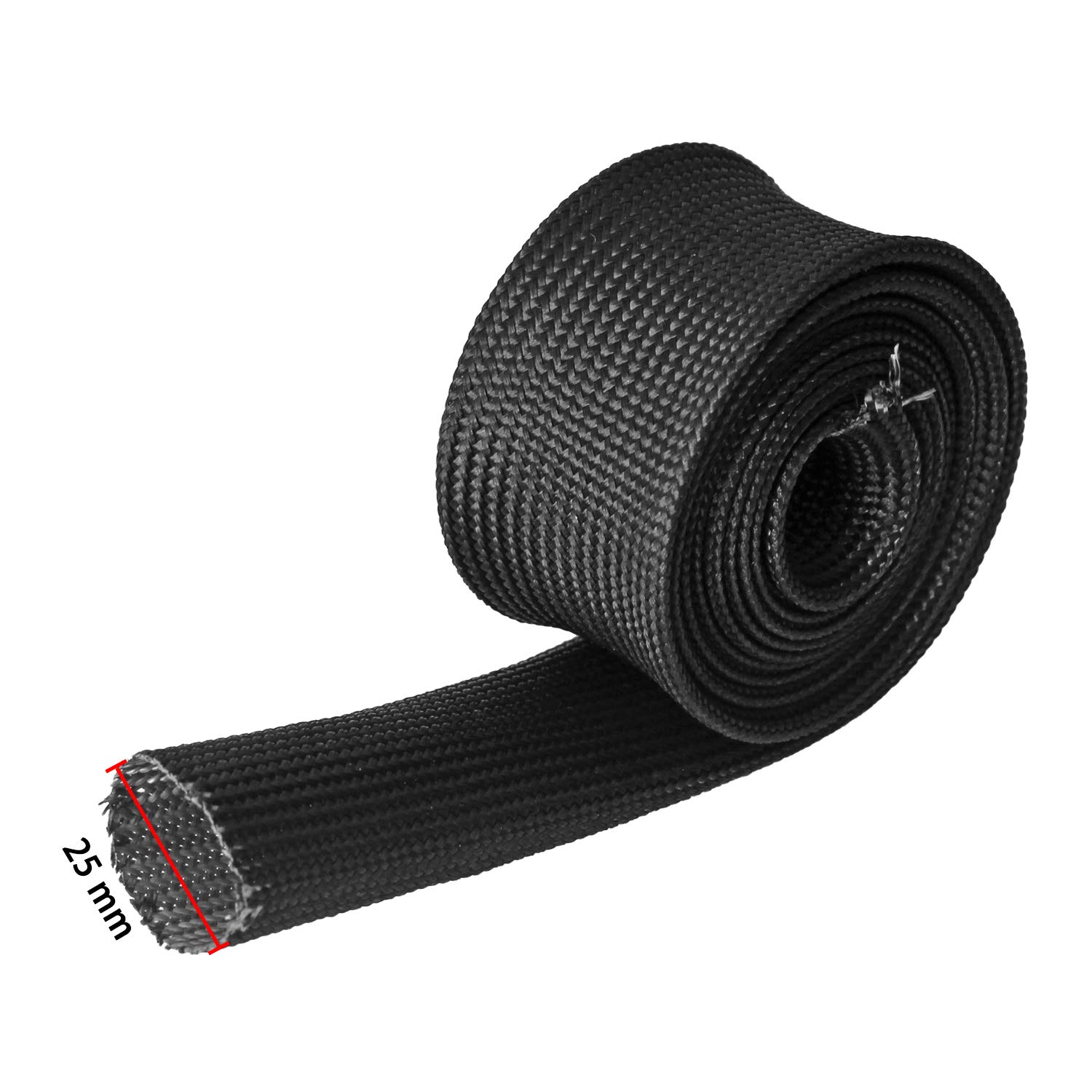 High Temperature Fiberglass Heat Sleeve - Adjustable 5FT x 25MM (1