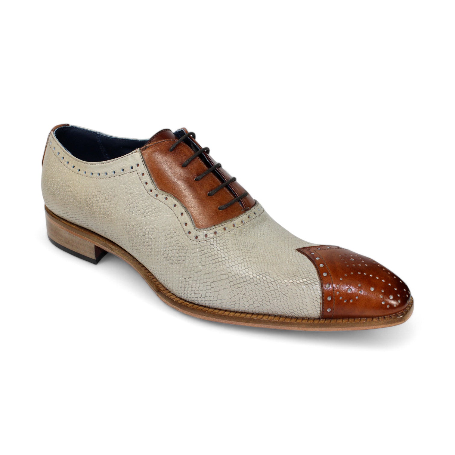 Duca Di Matiste Marino Cognac & Neutral Color Luxury Leather Shoes - Perfect for Formal Events, Business Meetings & Special Occasions