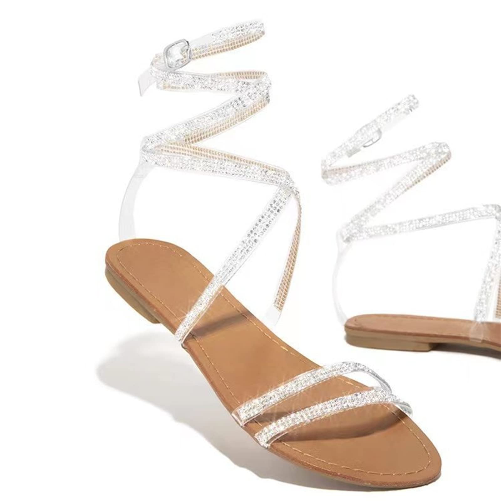 **Women's Dressy Summer Sandals - Comfortable Strappy Flat Ankle Strap Sandals for Casual & Beach Wear | Flip Flops for Walking, Travel & Outdoor Activities**
