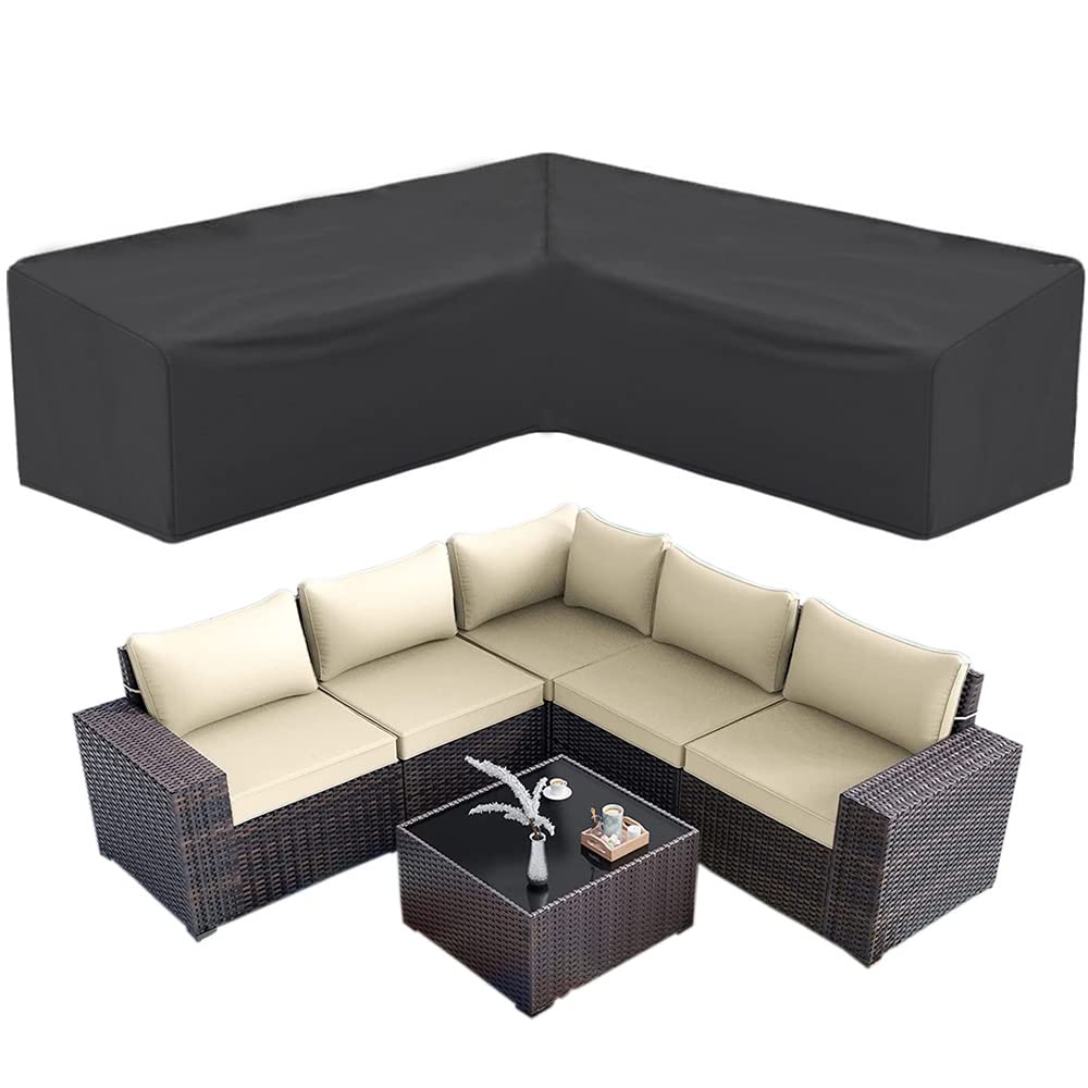 Amberr Waterproof Outdoor Sectional Sofa Cover - V-Shaped 90x90 Inches, All-Weather Patio Furniture Protector for Garden, Lawn & Backyard - Perfect for Sectional Couches, Lounge Sets & Outdoor Seating