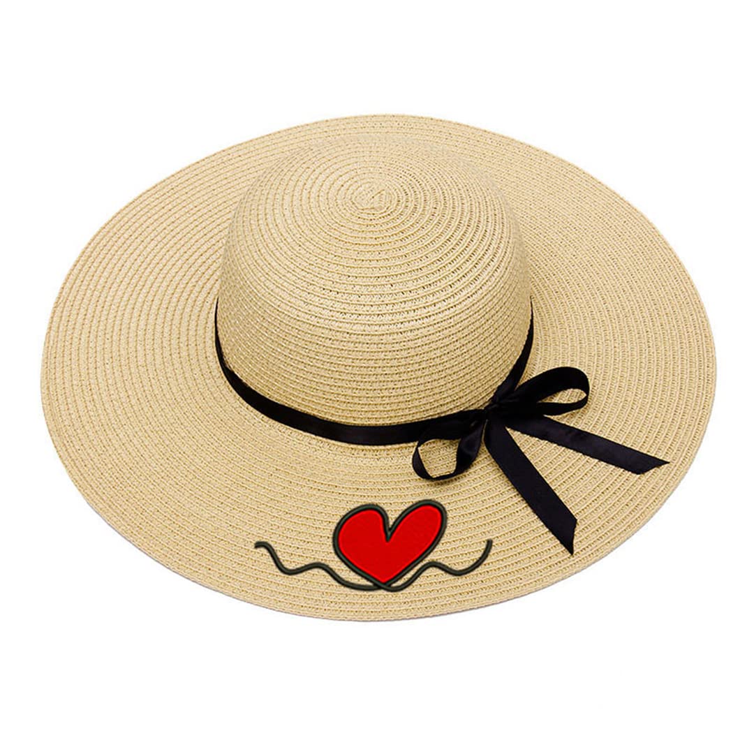 Custom Embroidered Women's Straw Hat - Personalized Text & Logo - Wide Brim Summer Beach Hat for Outdoor Activities, Vacations & Sun Protection