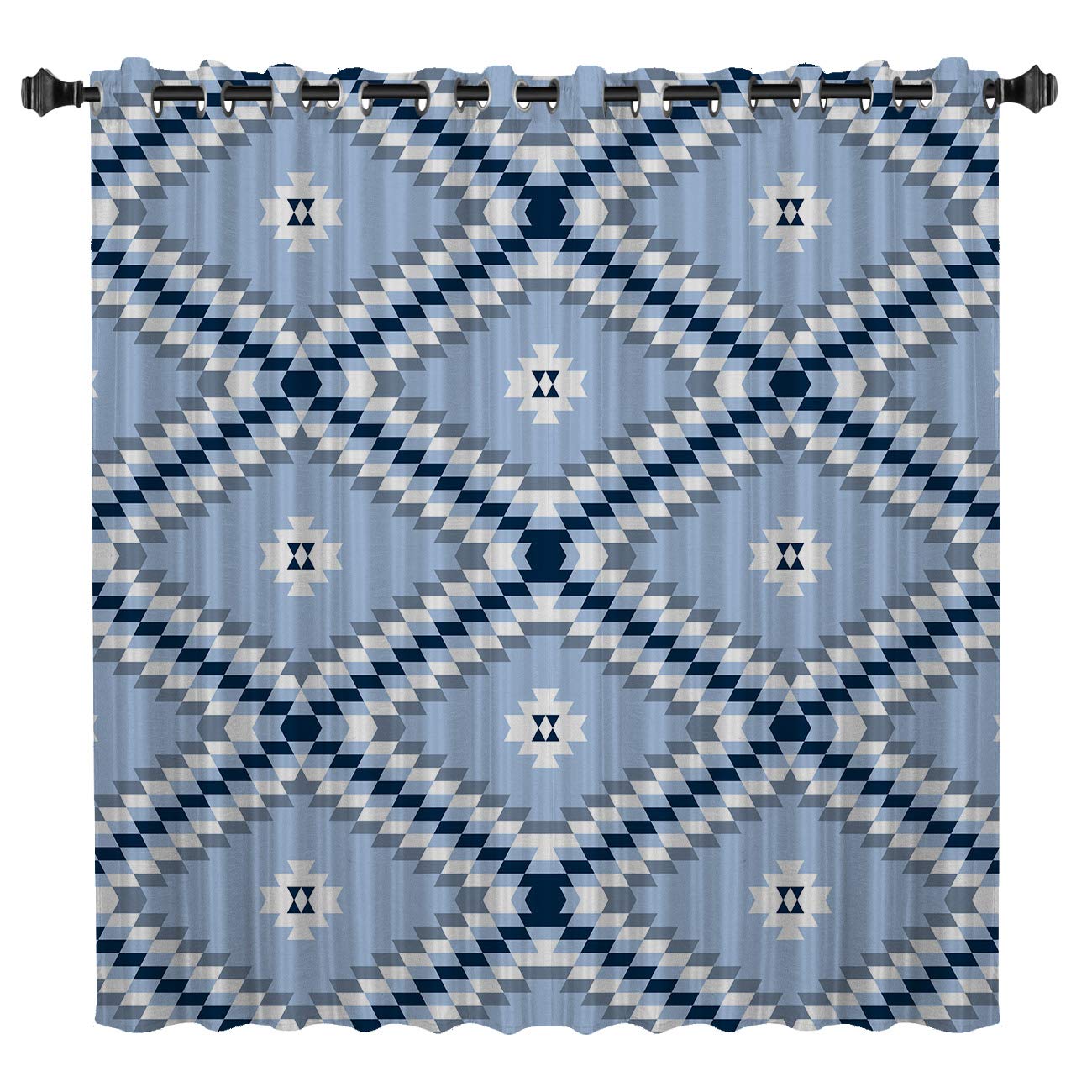Blackout Curtains for Bedroom & Kitchen - 52x84 Inch Room Darkening Window Drapes with Aztec Traditional Pattern | Thermal Insulated Noise Reducing Panels for Better Sleep & Privacy