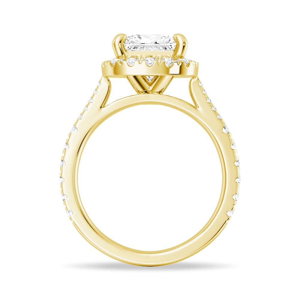 Princess Cut Split Shank Halo Moissanite Engagement Ring Set with Matching Wedding Band - Perfect for Proposals, Anniversaries & Bridal Jewelry