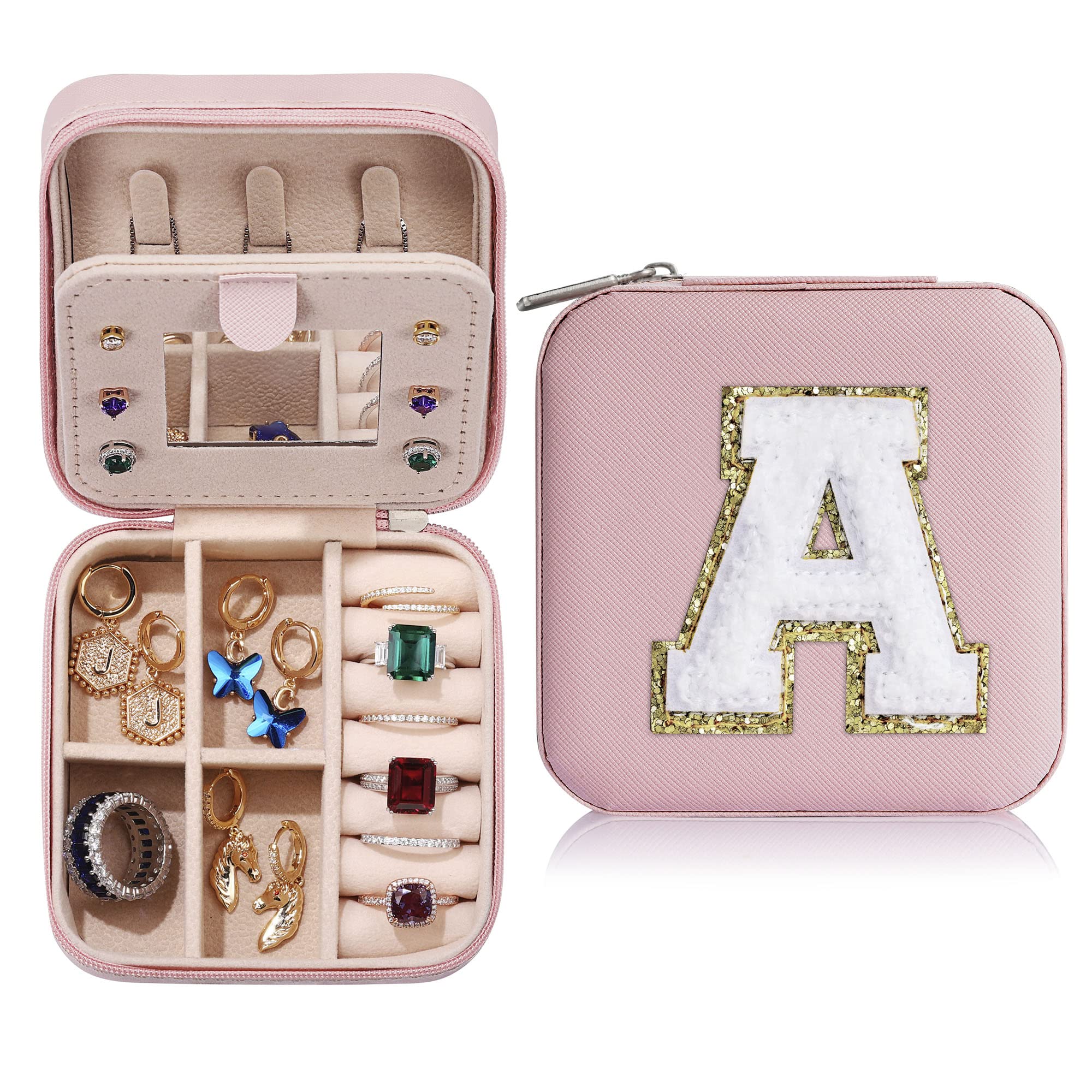 Elegant Travel Jewelry Case for Women & Girls - Compact Jewelry Organizer Box with Mirror | Perfect Graduation, Birthday, Anniversary Gift for Her | Ideal for Travel, Daily Use & Special Occasions