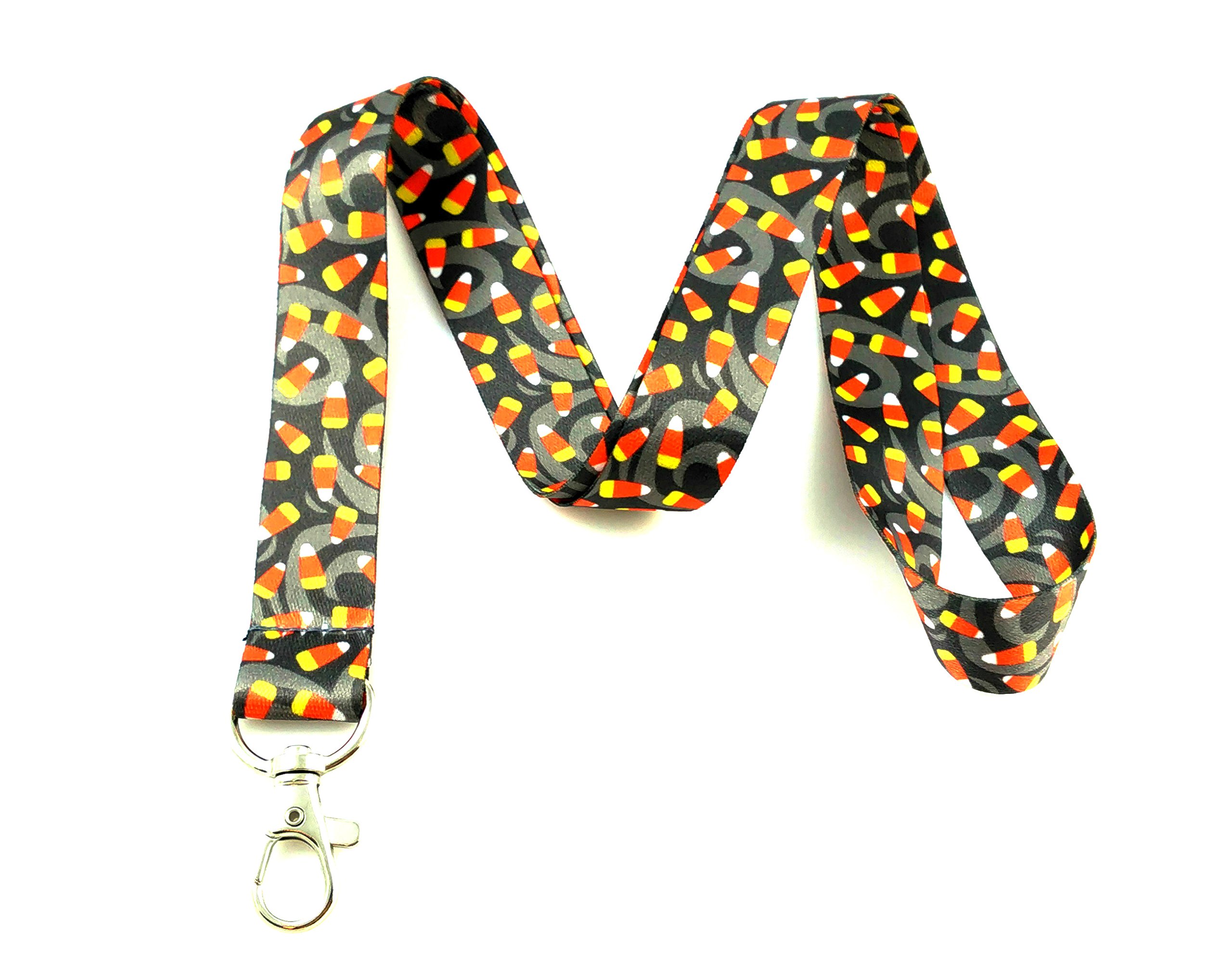 Halloween Lanyard Keychain - Candy Corn Themed ID Badge Holder for Work, School & Cosplay | Reusable & Durable Accessory