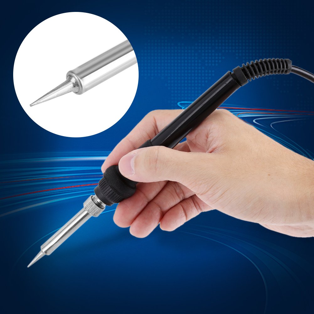 50W Electric Soldering Iron Kit with A1322 Heat-Resistant Rubber Handle - Professional Solder Station for Metal Work, Electronics Repair & DIY Projects (5 Hole Tips) - Perfect for Home Improvement, Circuit Board Fixing, and Jewelry Making